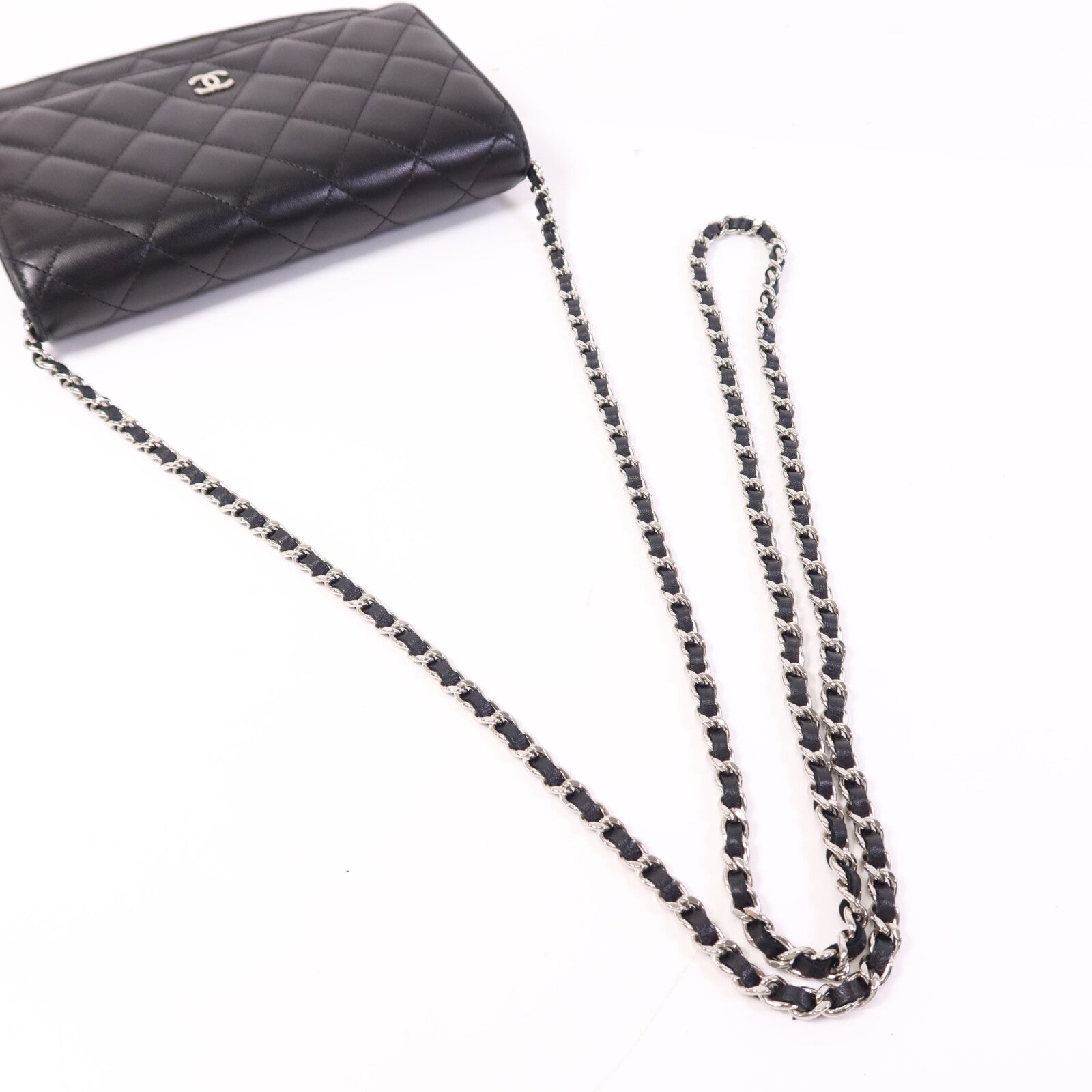 CHANEL 羊皮皮革WOC Wallet On Chain銀扣鏈帶肩背袋