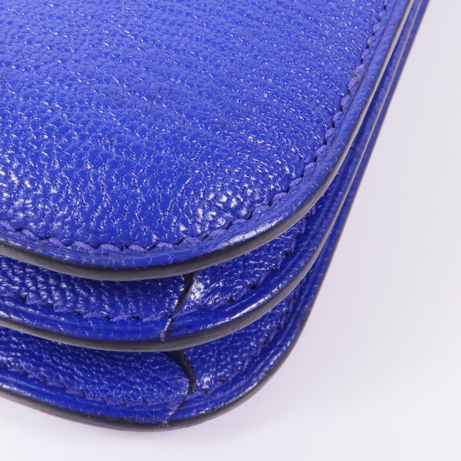 HERMES Chevre皮革Mini Constance金扣肩背袋Bleu Electrique