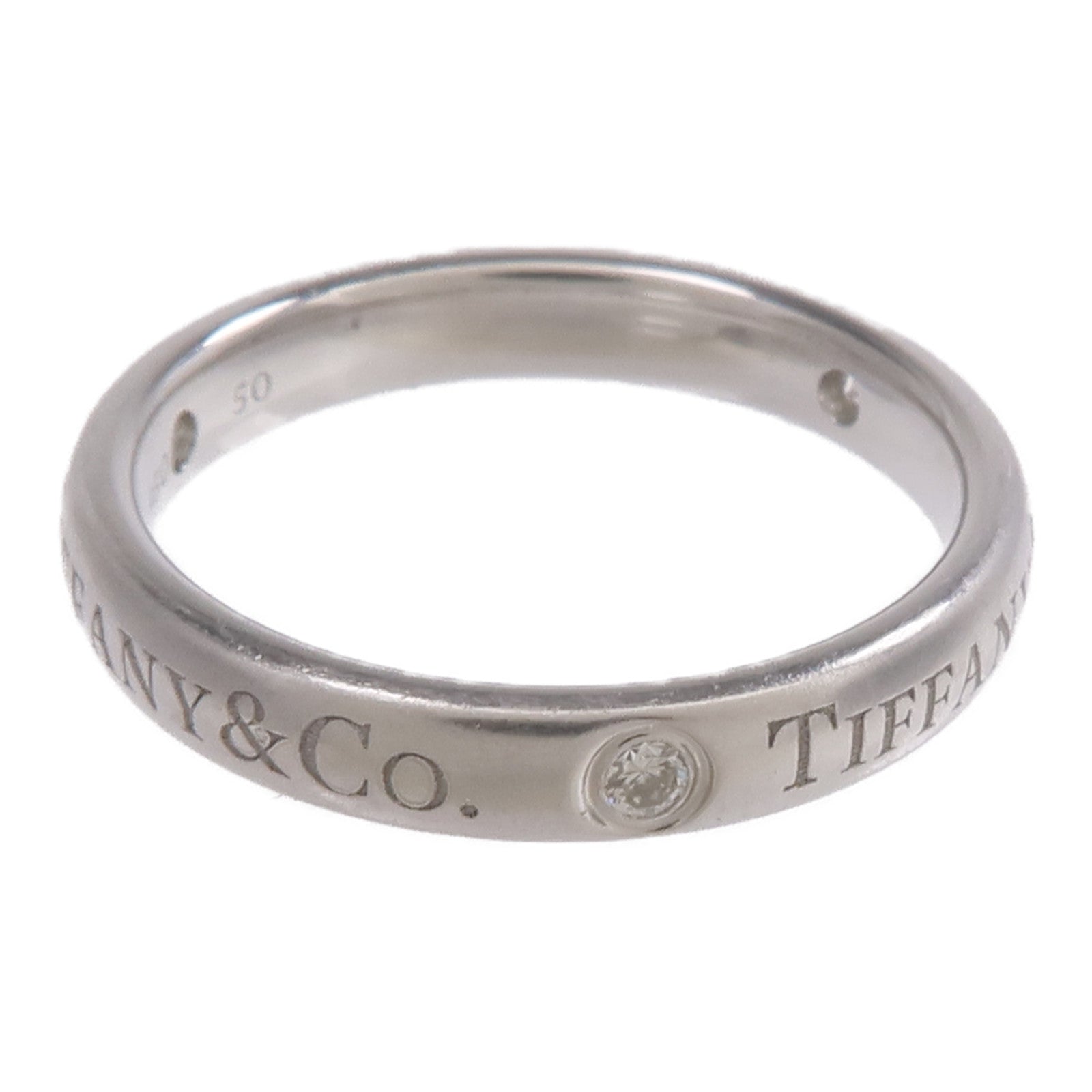 TIFFANY＆CO PT950鉑金T&Co Band Ring 3 Diamonds鑽石戒指