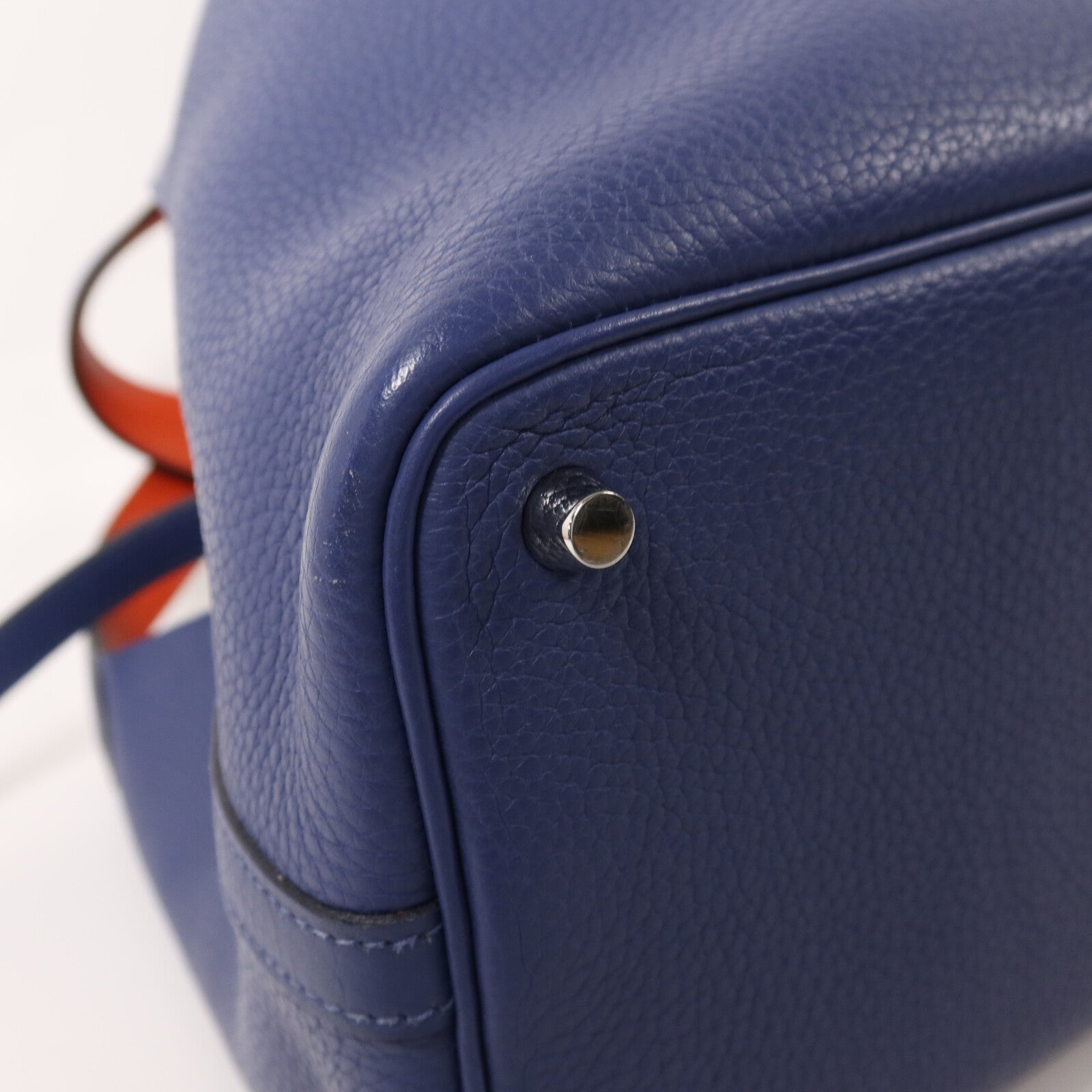 HERMES Clemence皮革Picotin PM銀扣手挽袋Bleu Brighton/Capucine