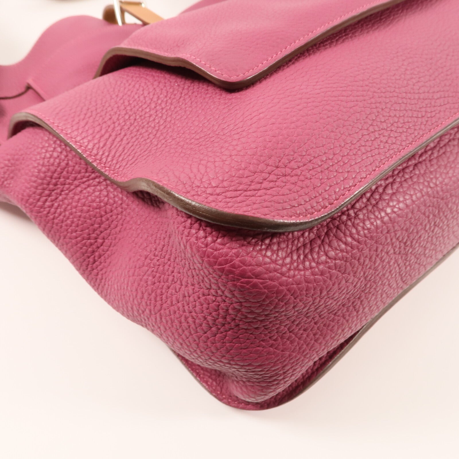 HERMES Clemence皮革Marwar GM銀扣肩背袋Tosca