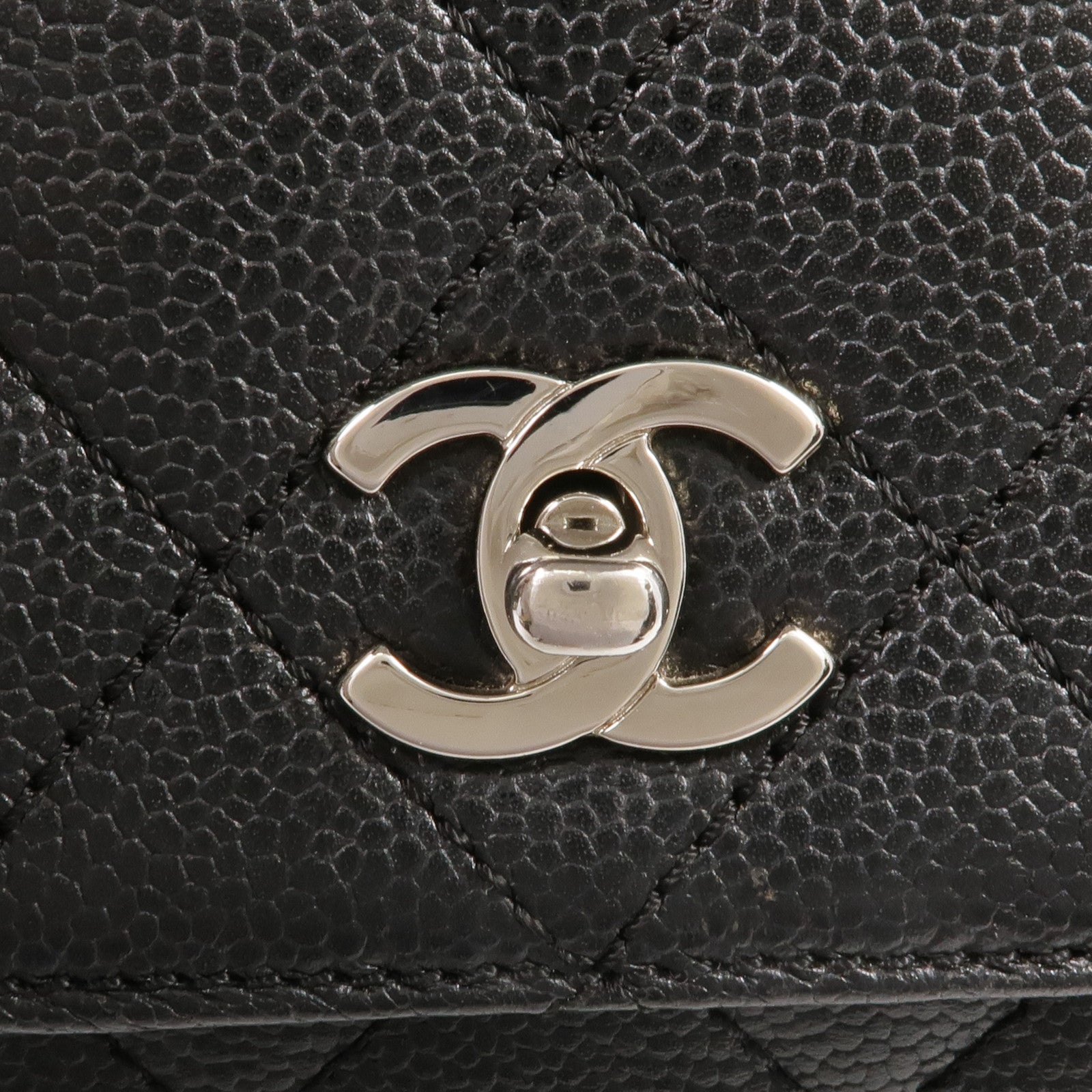 CHANEL 牛皮皮革Vintage Handbag銀扣手挽袋