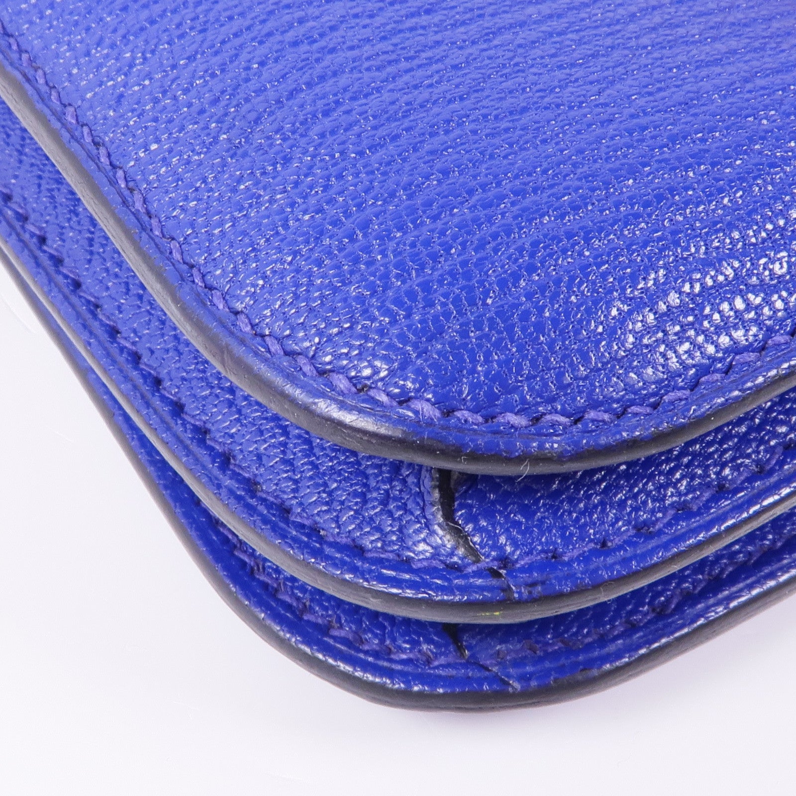 HERMES Chevre皮革Mini Constance金扣肩背袋Bleu Electrique