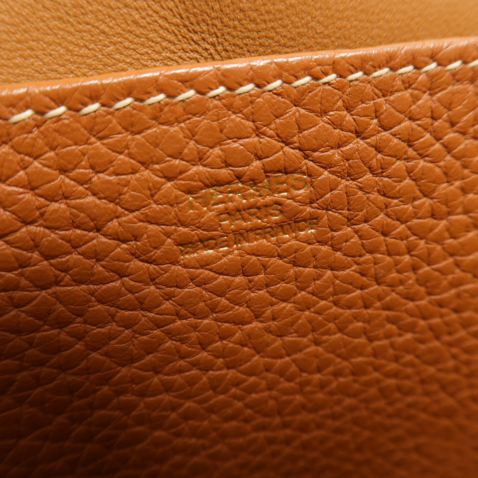 HERMES Clemence皮革Halzan 25手挽肩背兩用袋Gold
