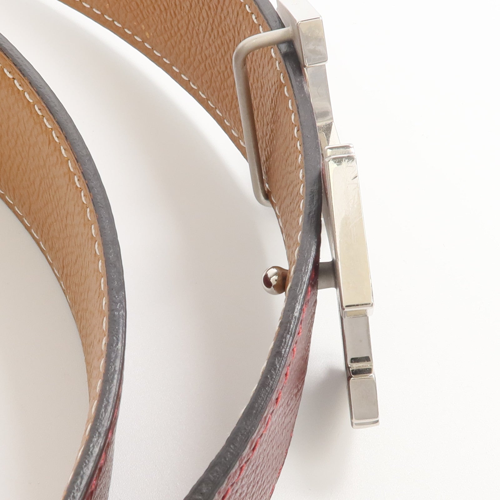 HERMES Epsom皮革Reversible H Belt 85cm皮帶Rouge H/Gold