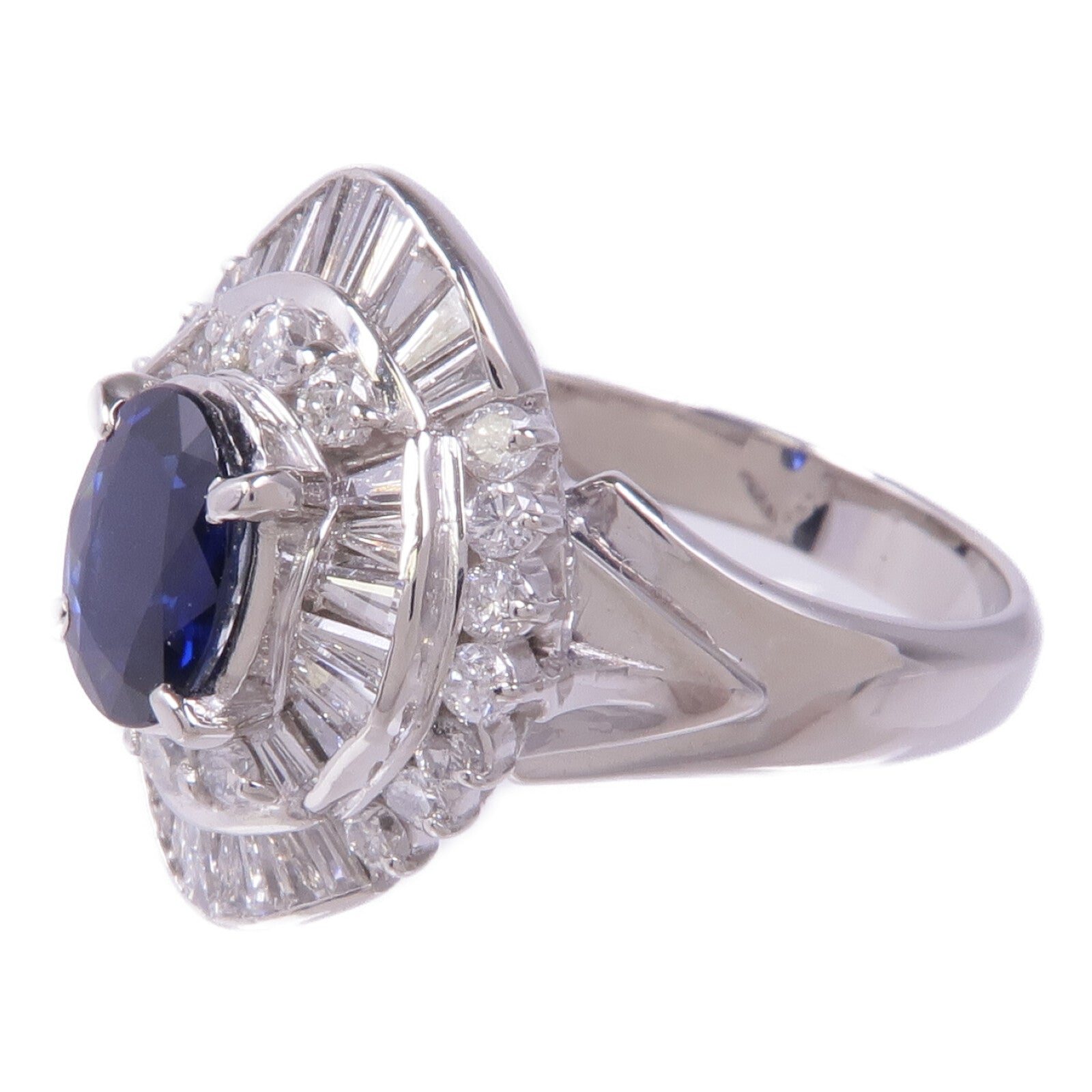 JEWELRY 【激減優惠】PT900鉑金Sapphire Diamond Ring藍寶石/鑽石戒指US#6.5