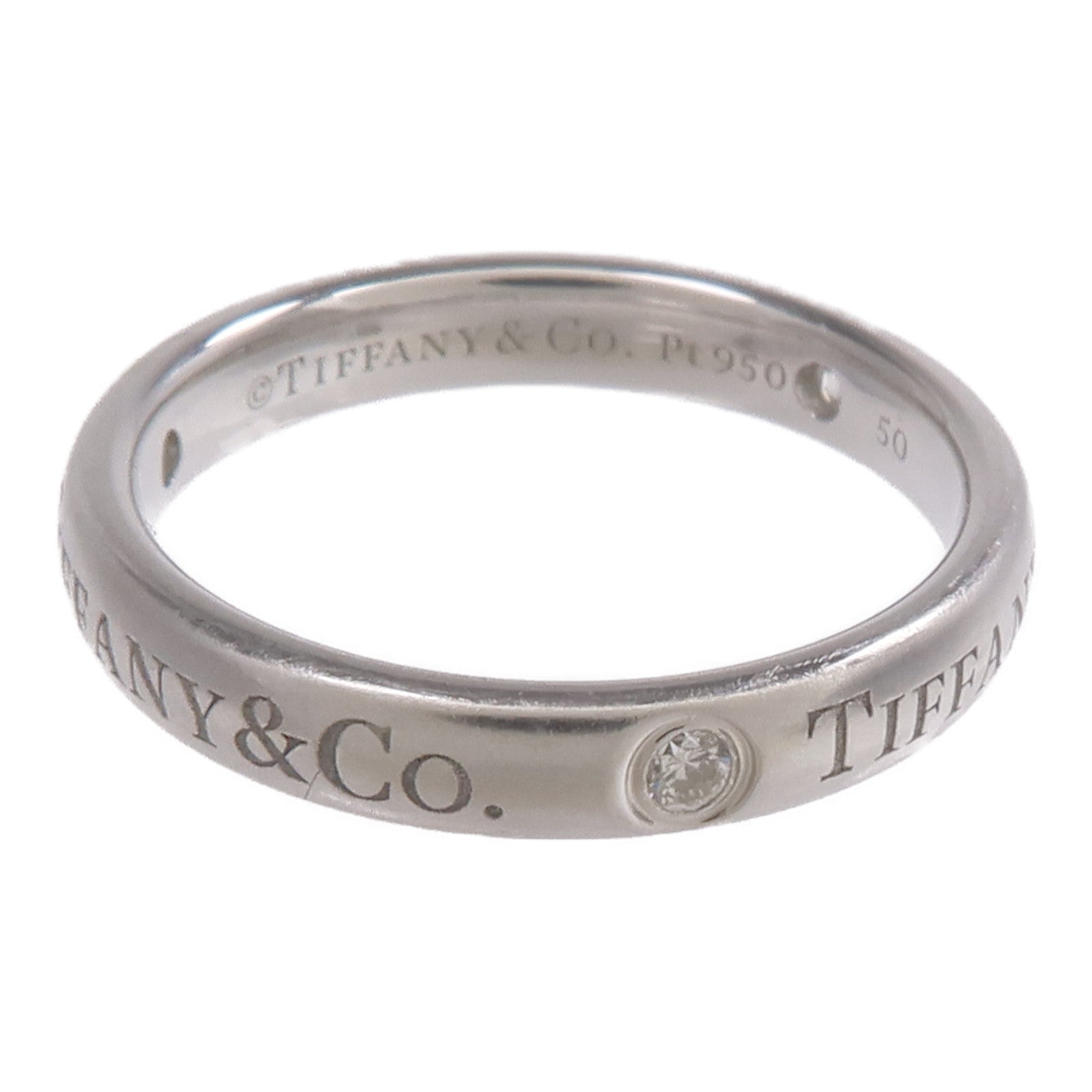TIFFANY＆CO PT950鉑金T&Co Band Ring 3 Diamonds鑽石戒指