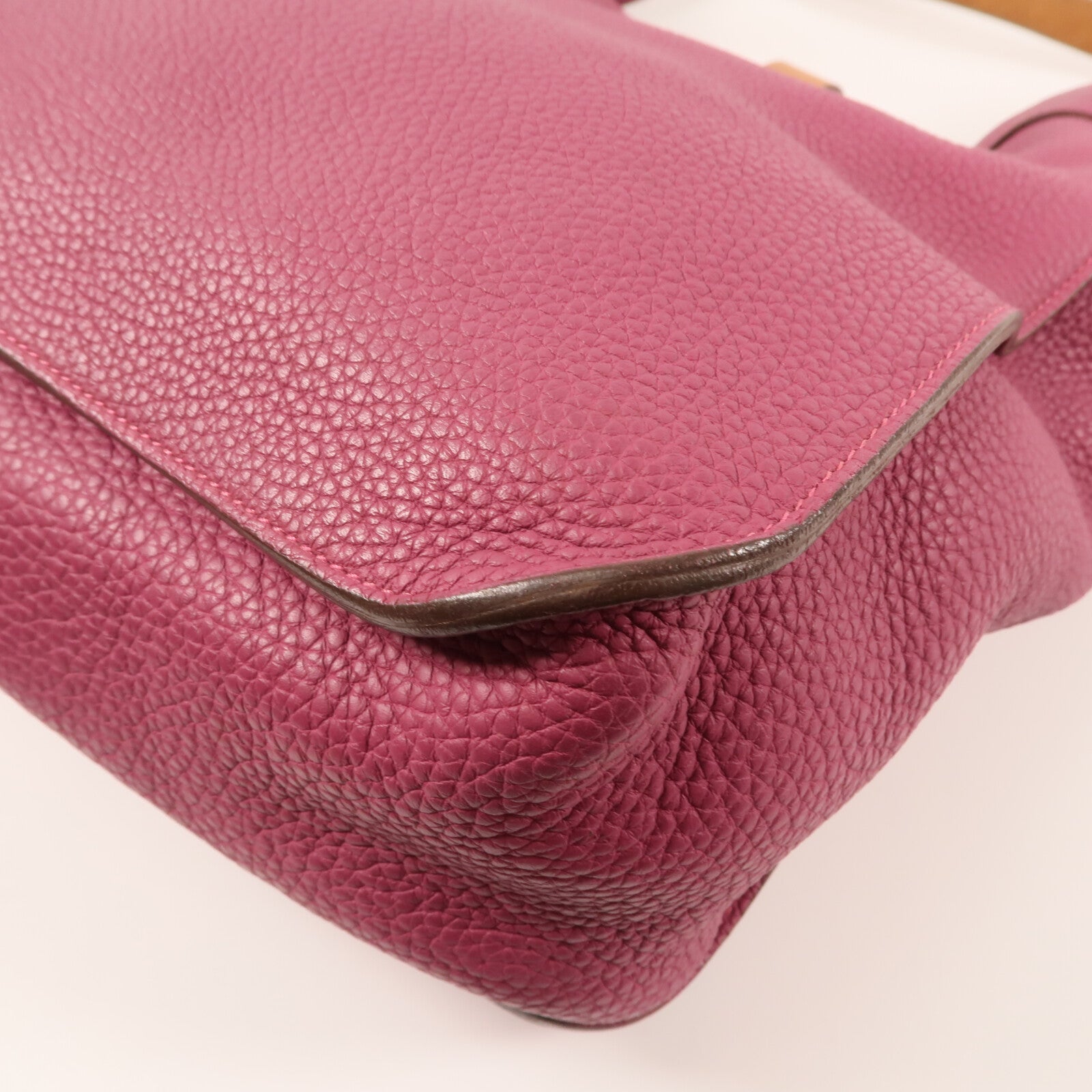 HERMES Clemence皮革Marwar GM銀扣肩背袋Tosca