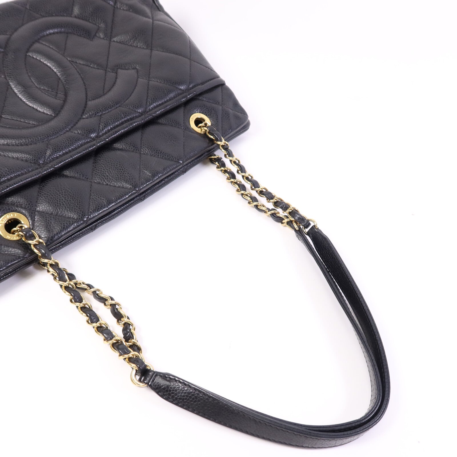 CHANEL 牛皮皮革Timeless CC金扣鏈帶肩背袋