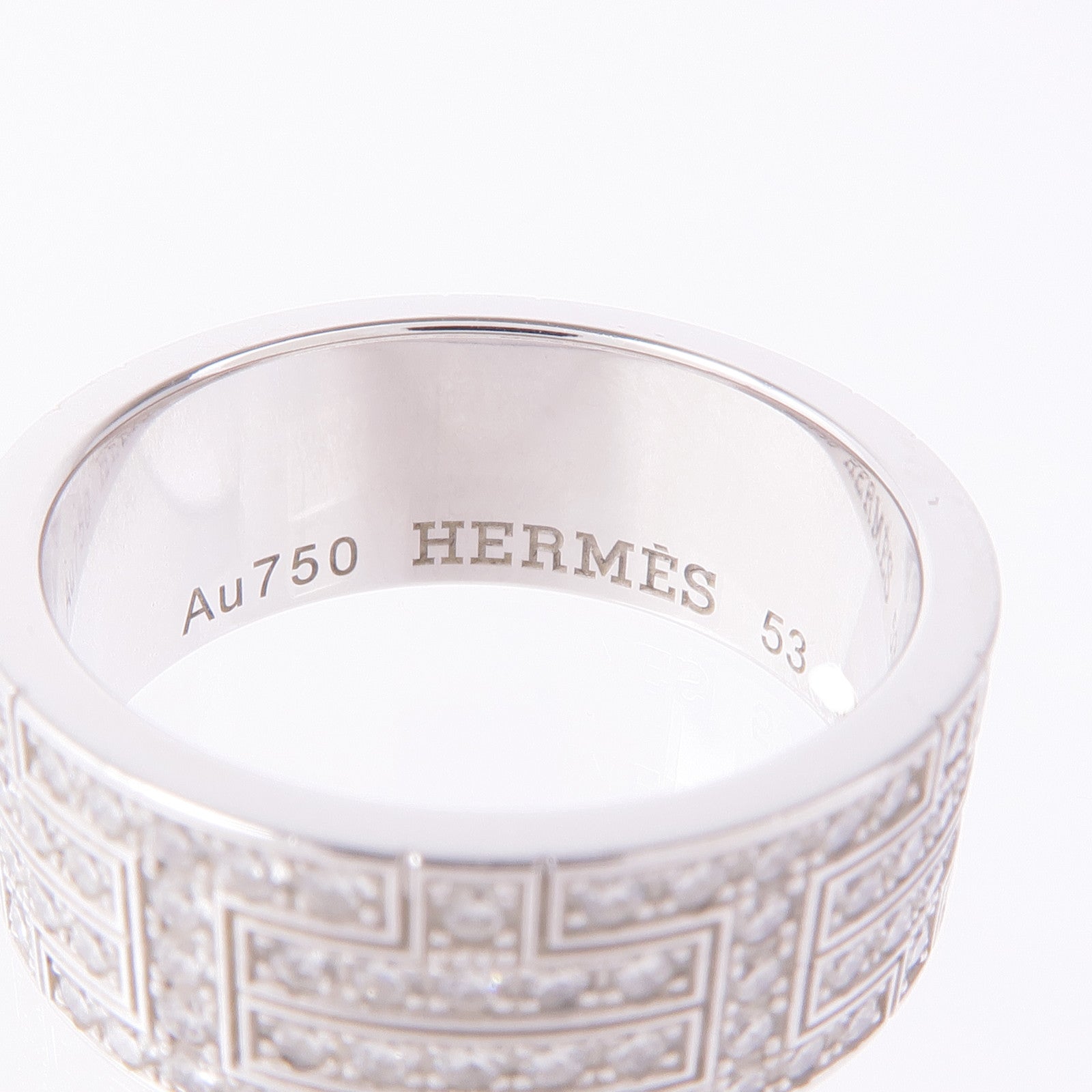 HERMES 18K白金Killim Pave Diamond Ring鑽石戒指Hermes#53/US#6.5