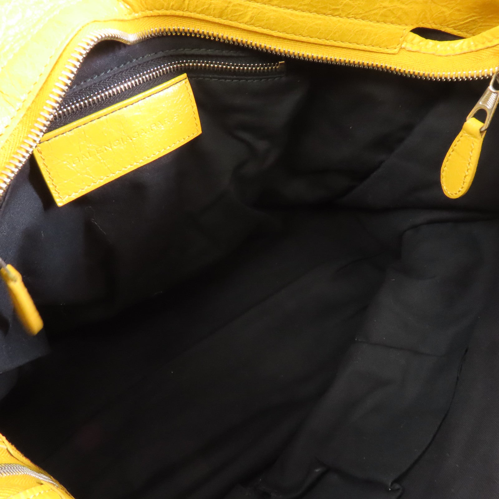 BALENCIAGA 牛皮皮革City Bag銀扣手挽肩背兩用袋黃色