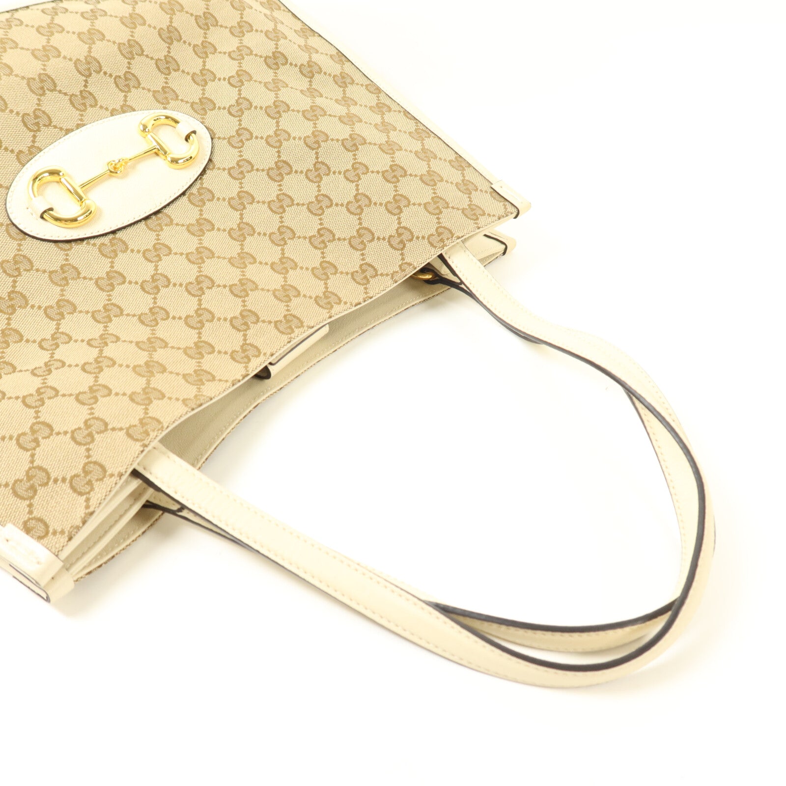 GUCCI 帆布/牛皮皮革Horsebit 1955 Tote Bag手挽袋