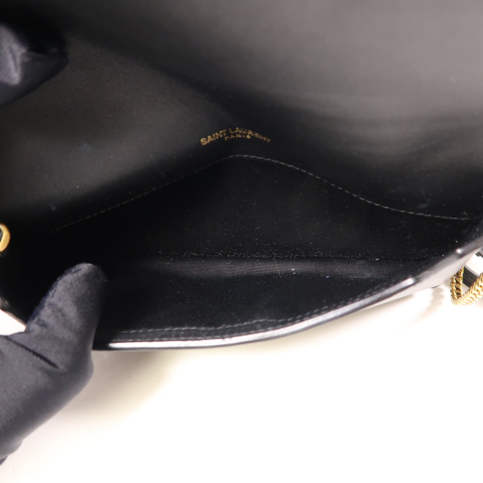 YVES SAINT LAURENT 帆布Chain Shoulder金扣肩背袋