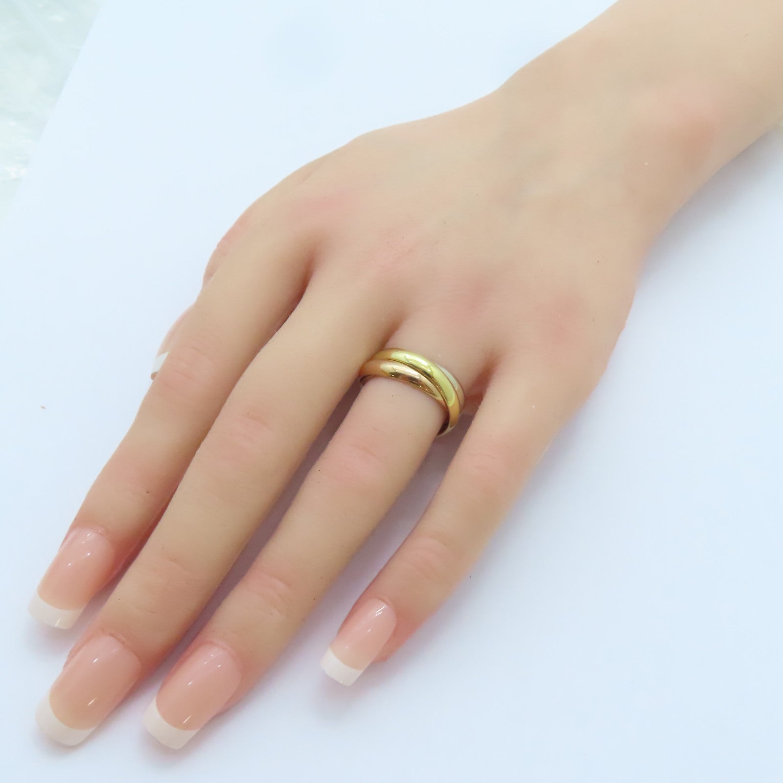 CARTIER 18K黃金/白金/玫瑰金Trinity戒指Cartier#53/US#6.5