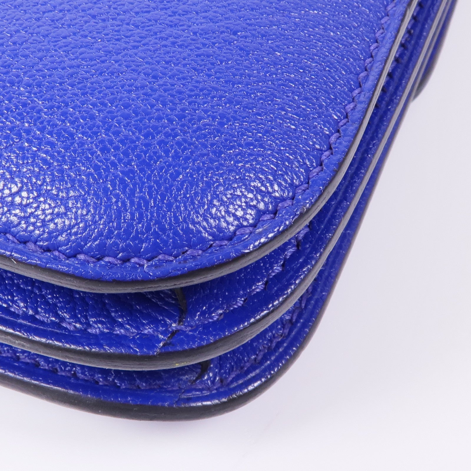 HERMES Chevre皮革Mini Constance金扣肩背袋Bleu Electrique