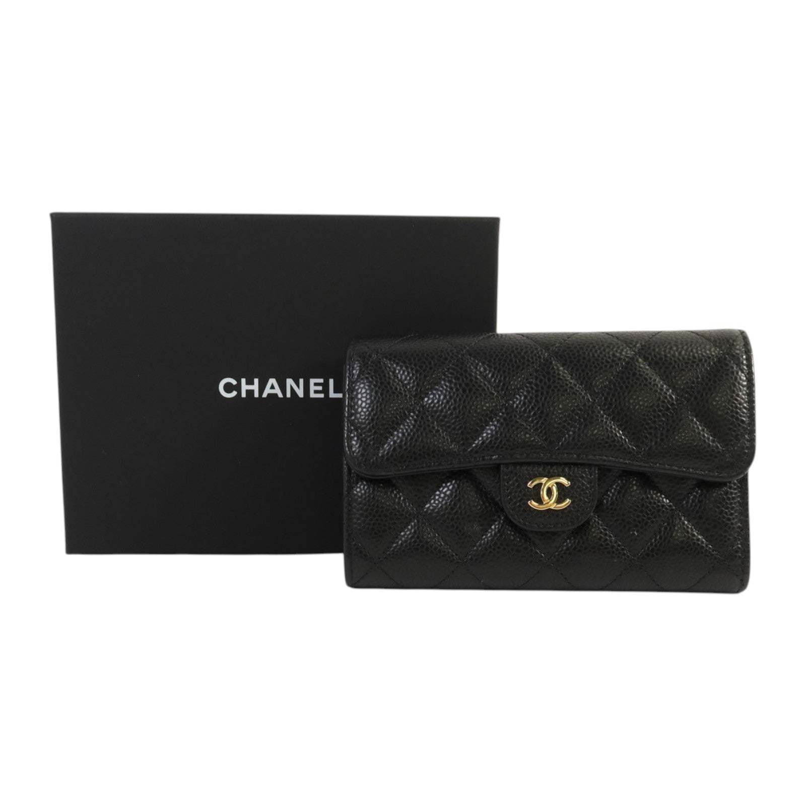 CHANEL 牛皮皮革Classic Medium Flap Wallet金扣錢包
