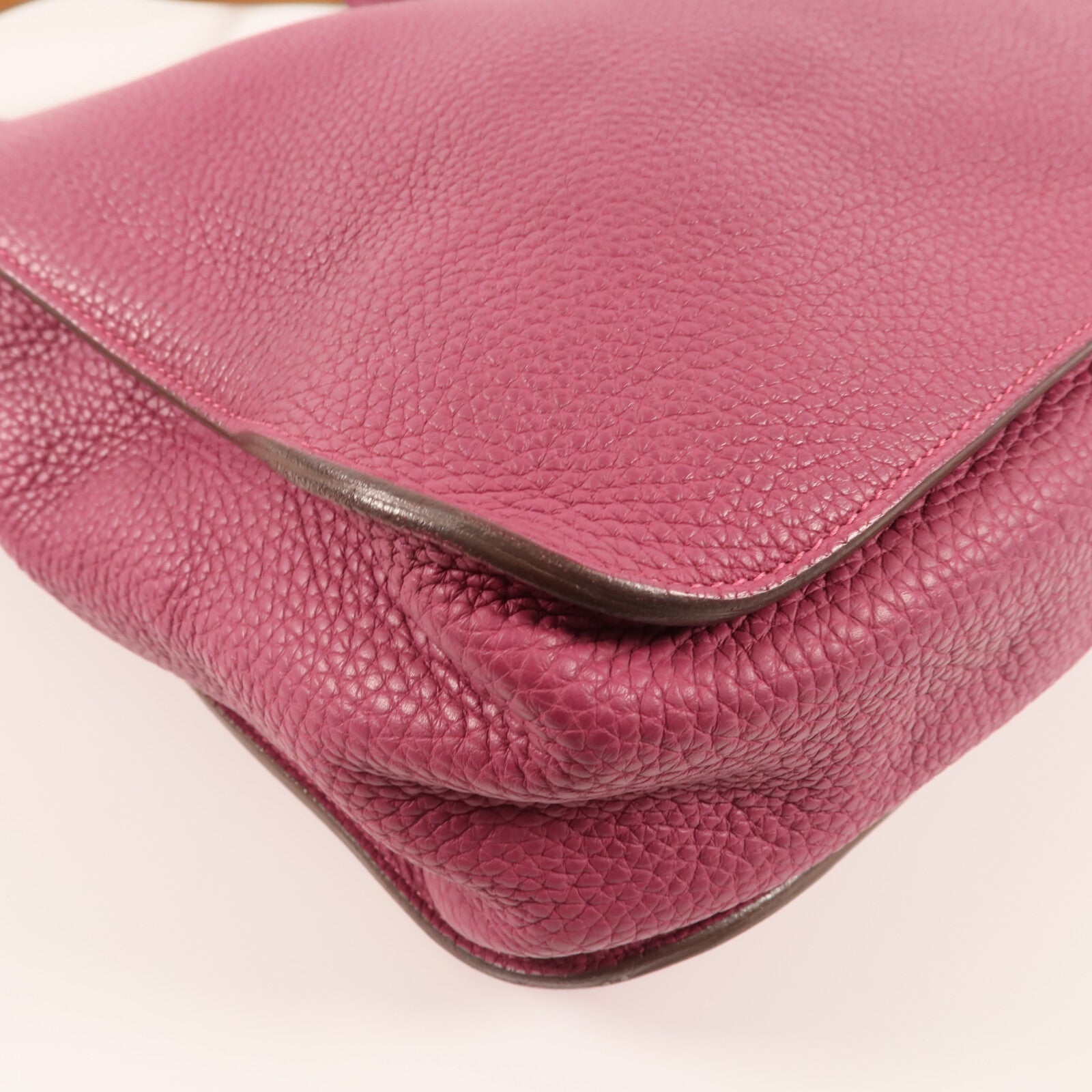 HERMES Clemence皮革Marwar GM銀扣肩背袋Tosca