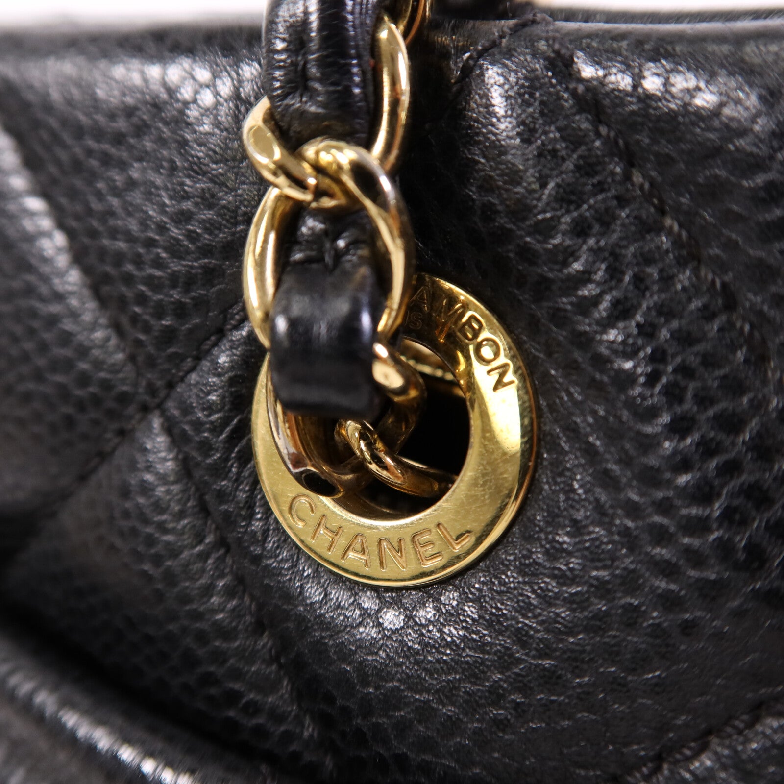 CHANEL 牛皮皮革Timeless CC金扣鏈帶肩背袋