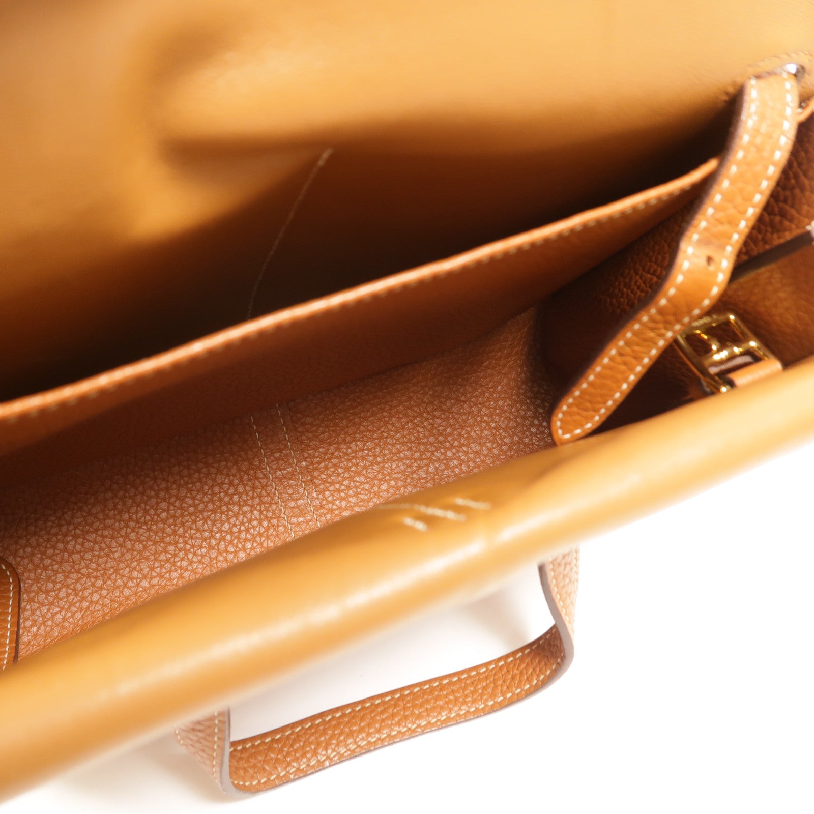 HERMES Clemence皮革Halzan 25手挽肩背兩用袋Gold