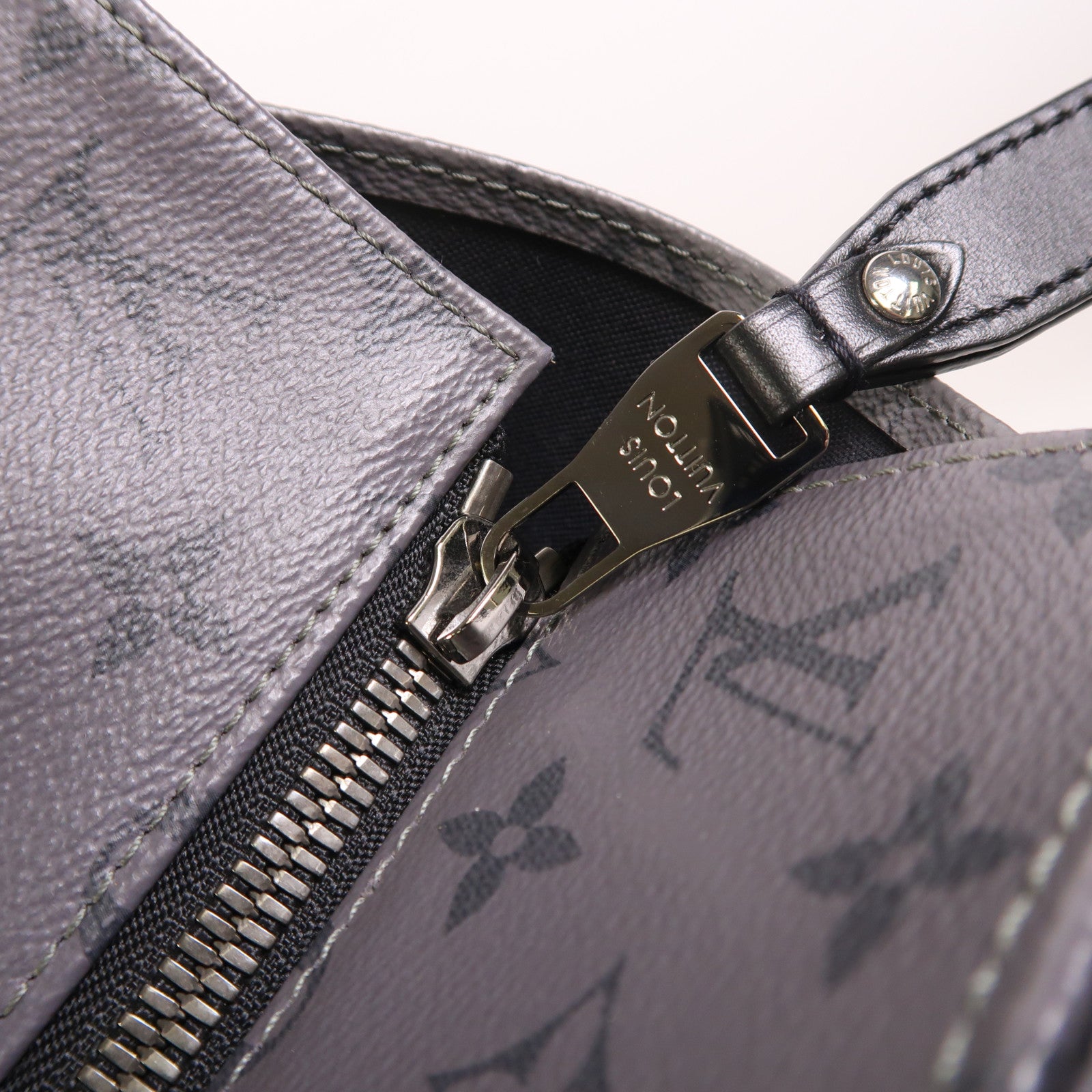LOUIS VUITTON Monogram Eclipse New Cabas Zippe銀扣肩背袋