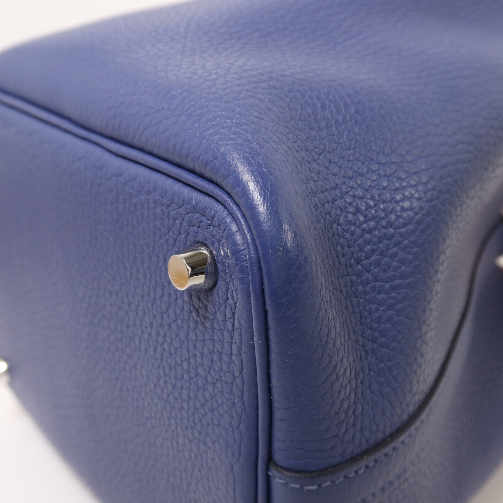 HERMES Clemence皮革Picotin PM銀扣手挽袋Bleu Brighton/Capucine