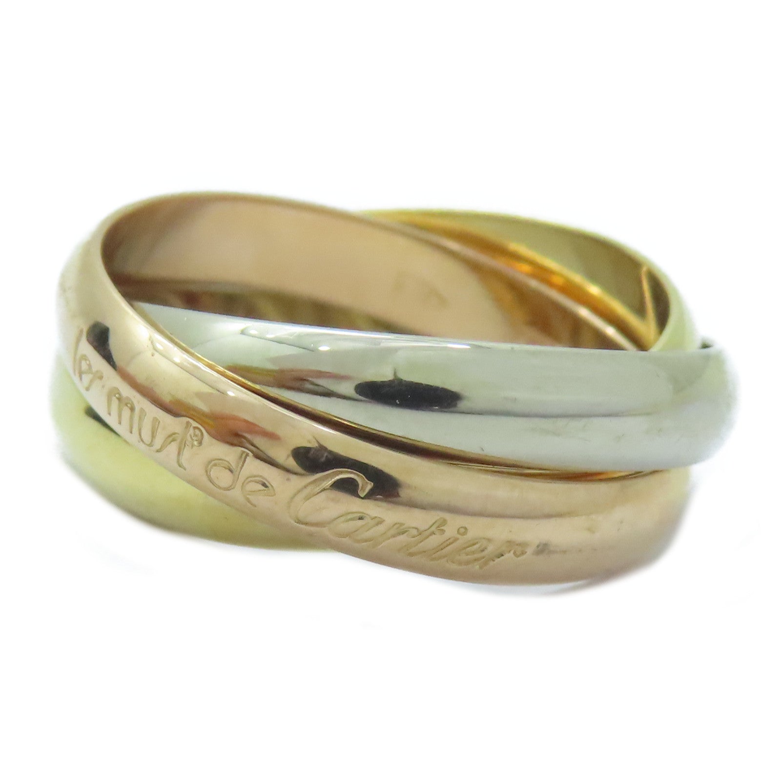 CARTIER 18K黃金/白金/玫瑰金Trinity戒指Cartier#53/US#6.5