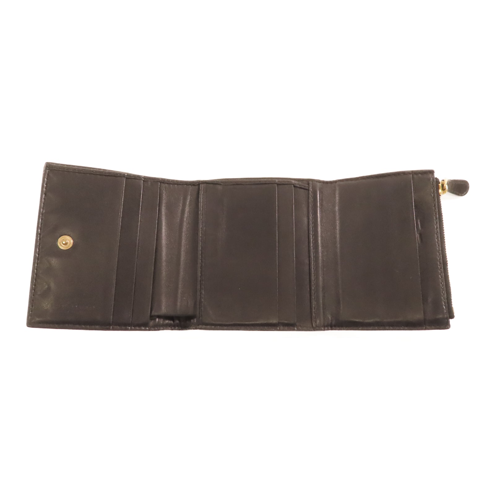 BOTTEGA VENETA 羊皮皮革Wallet金扣錢包黑色