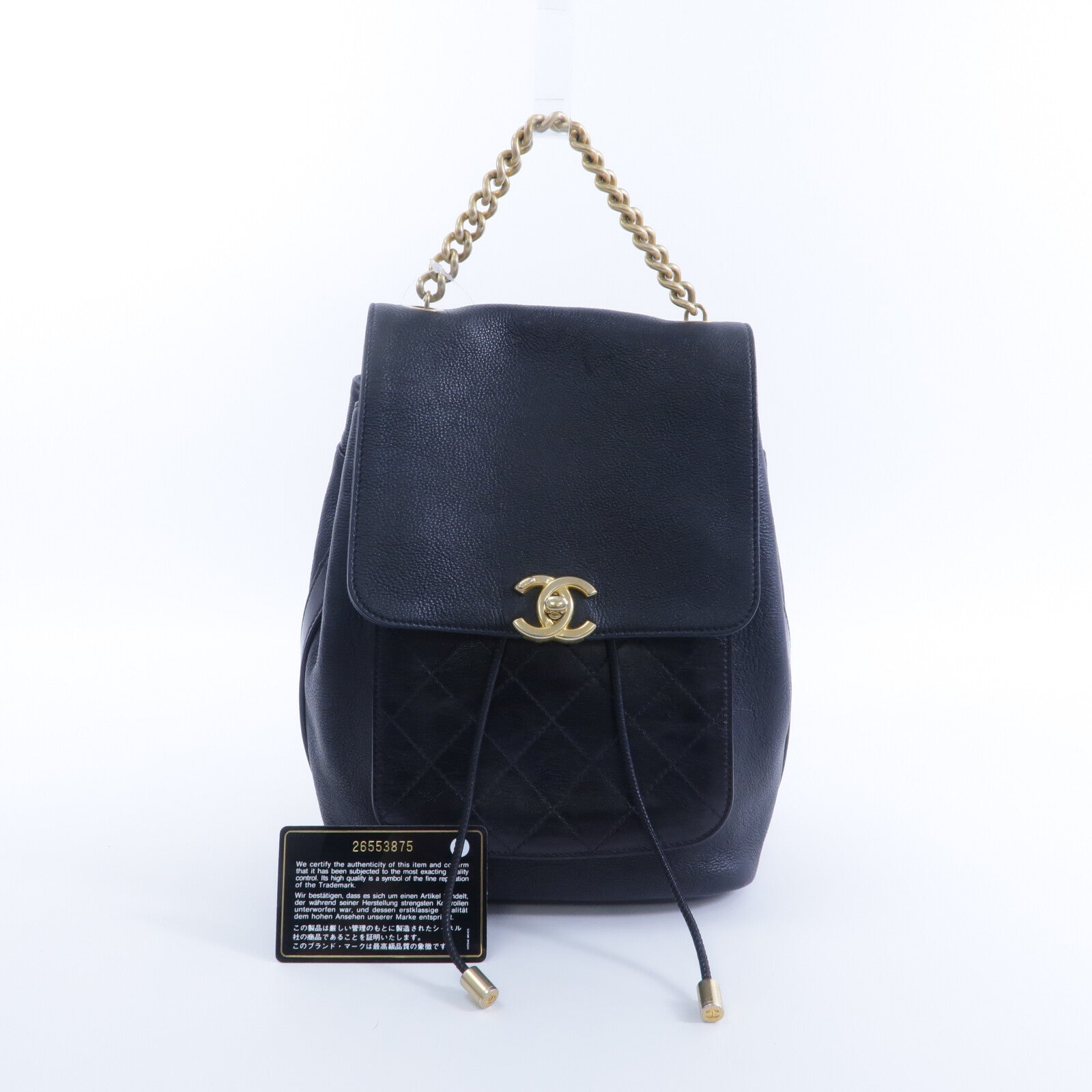 CHANEL 牛皮皮革Backpack鏈帶背包