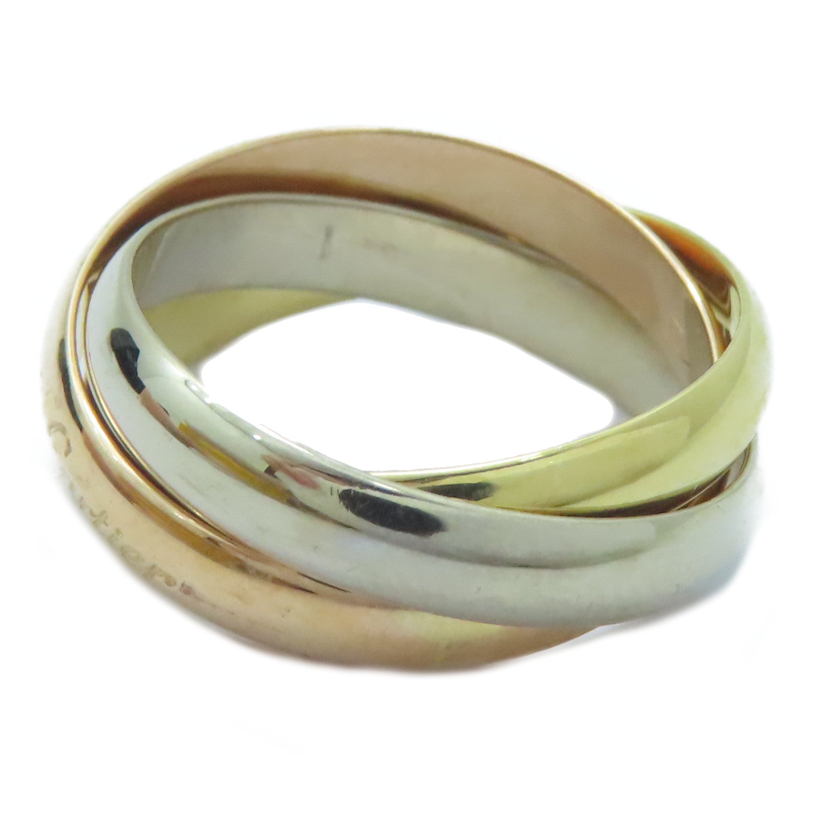 CARTIER 18K黃金/白金/玫瑰金Trinity戒指Cartier#53/US#6.5