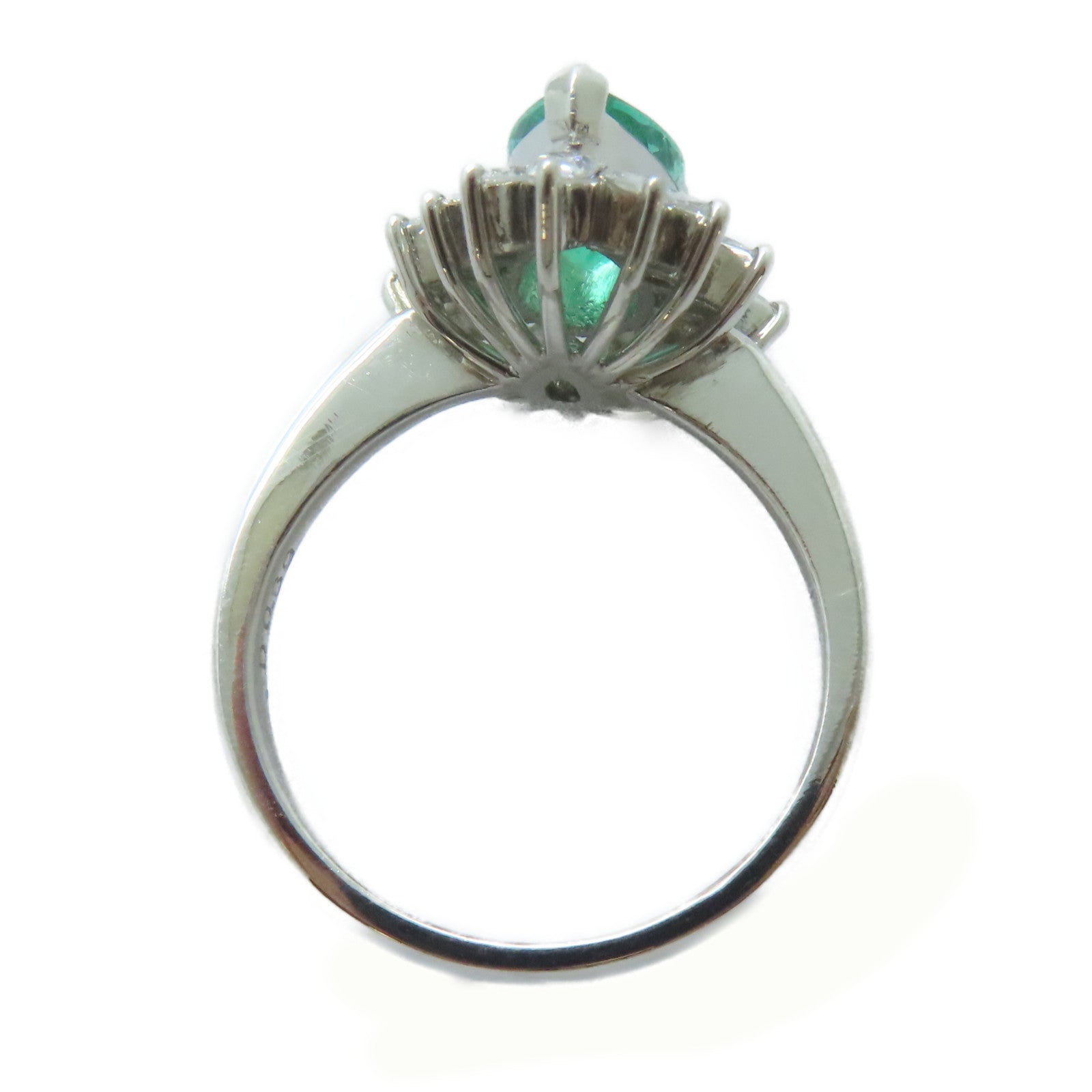 JEWELRY PT900鉑金Emerald Ring 1.3ct綠寶石/0.89ct鑚石戒指US#6.25
