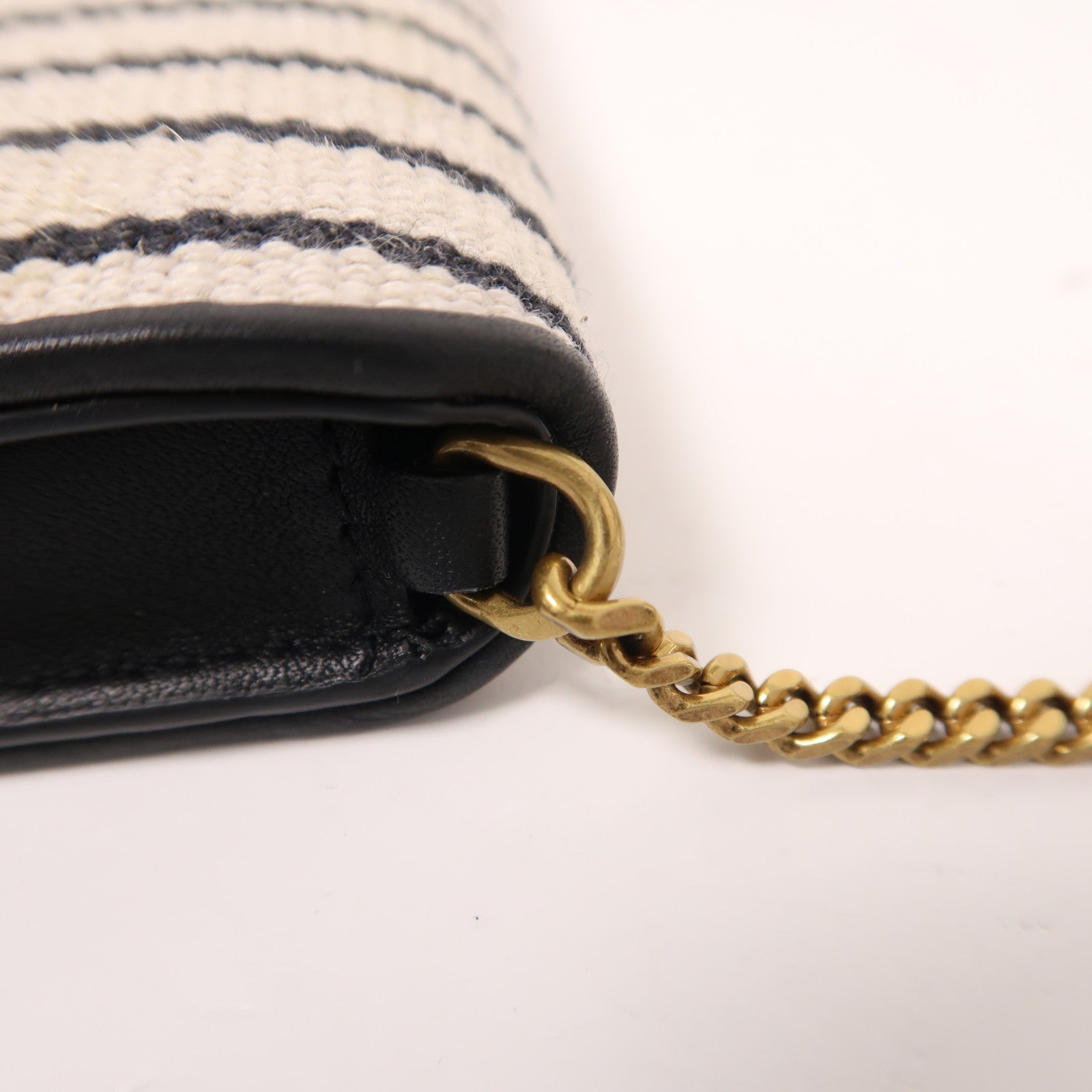 YVES SAINT LAURENT 帆布Chain Shoulder金扣肩背袋