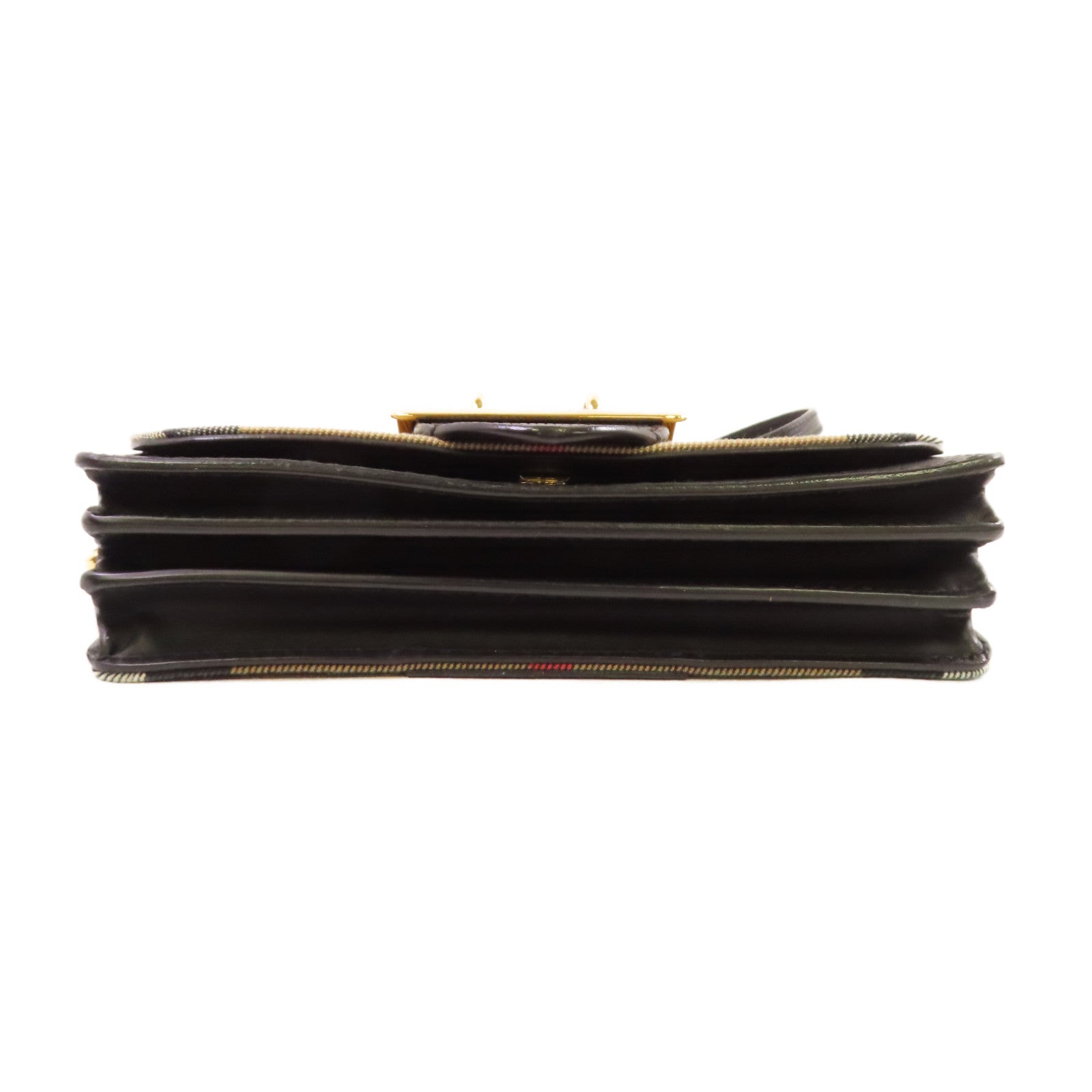 BURBERRY 帆布/牛皮皮革Wallet Shoulder Bag金扣肩背袋啡色/黑色