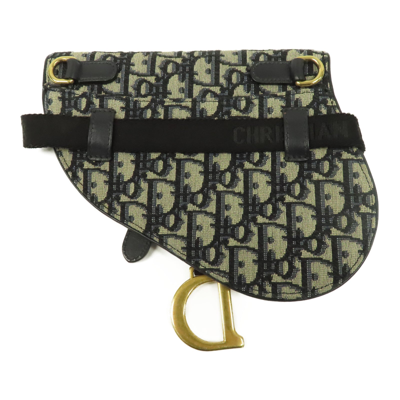 Dior 【激減優惠】帆布Saddle Oblique Waist Belt Bag金扣腰包藍色