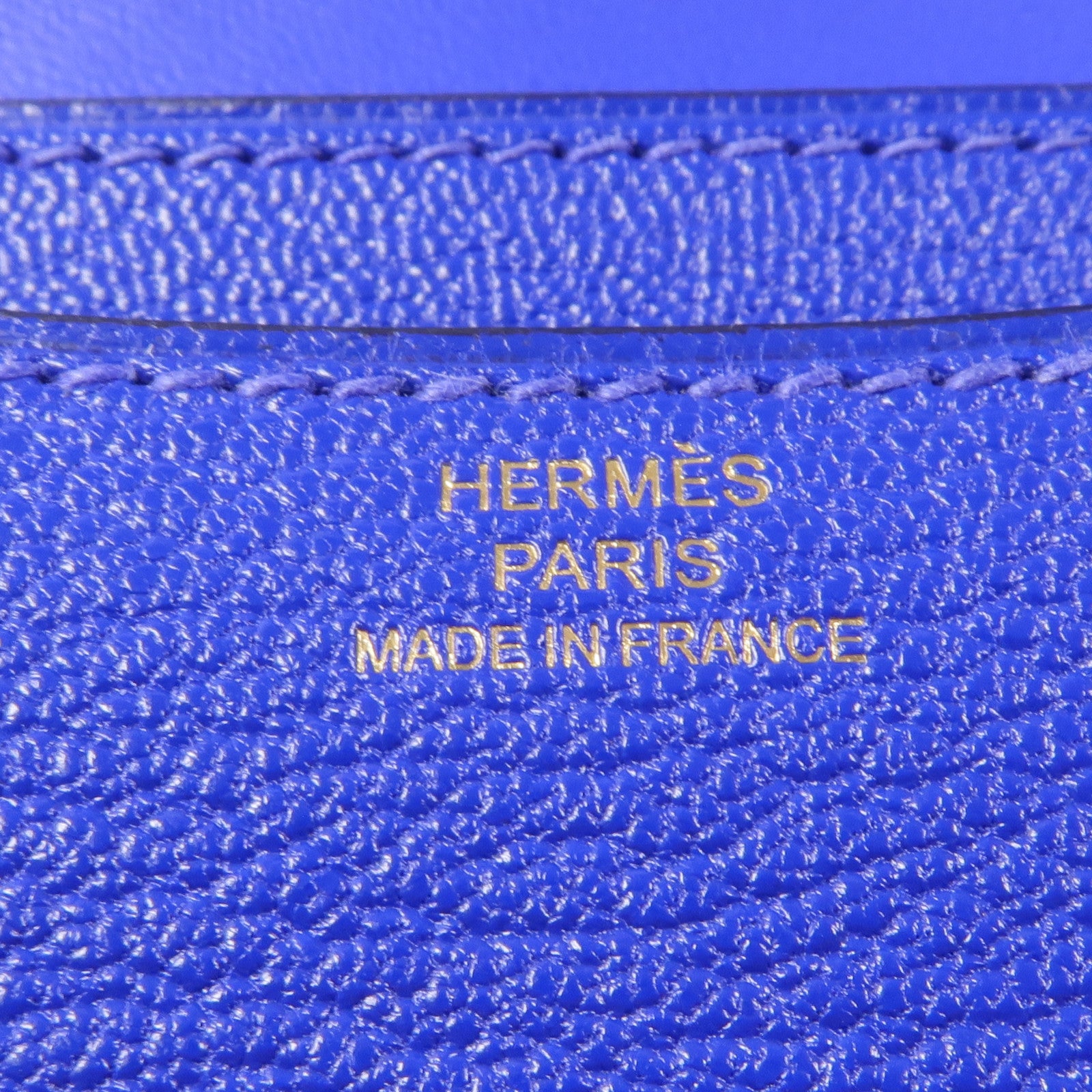 HERMES Chevre皮革Mini Constance金扣肩背袋Bleu Electrique