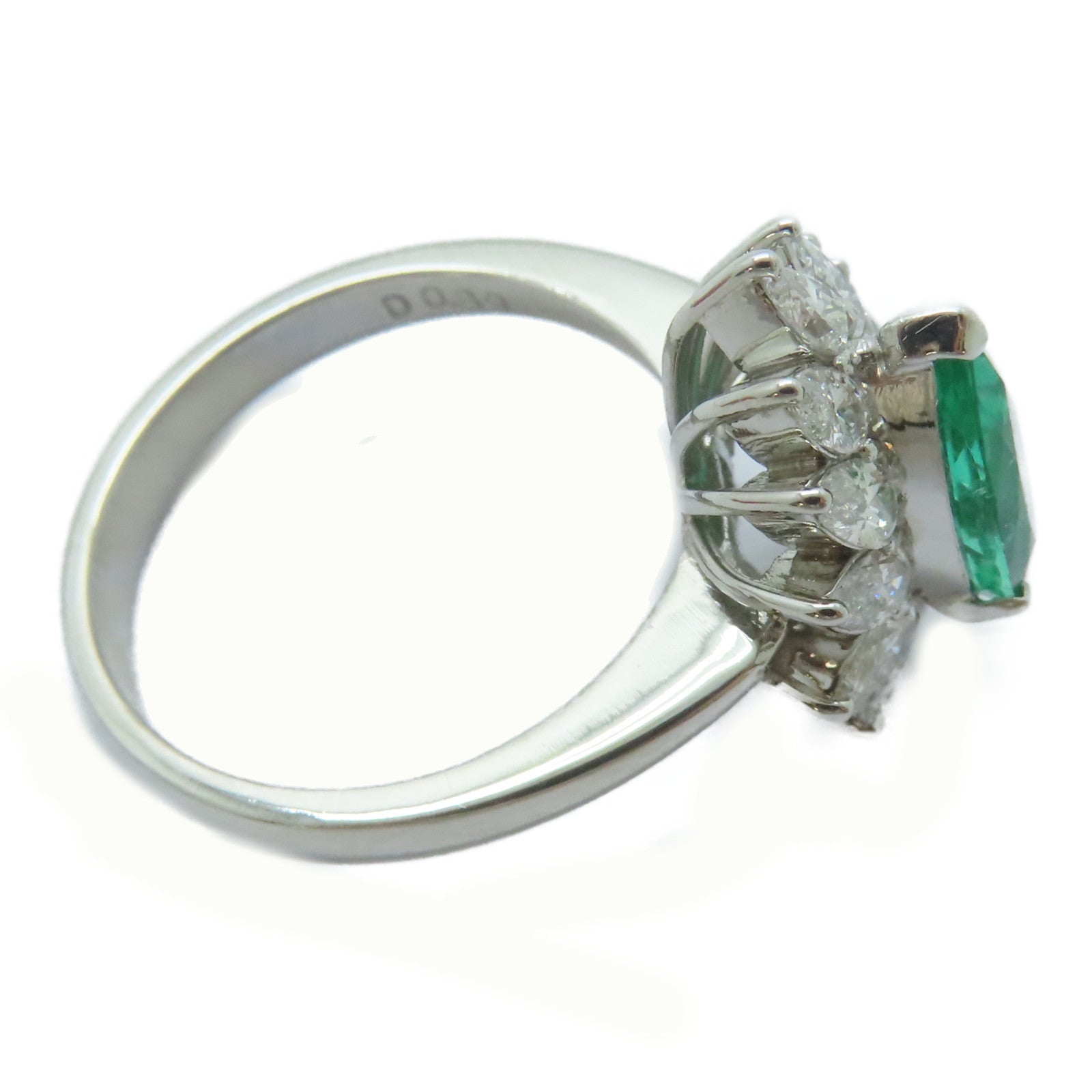 JEWELRY PT900鉑金Emerald Ring 1.3ct綠寶石/0.89ct鑚石戒指US#6.25