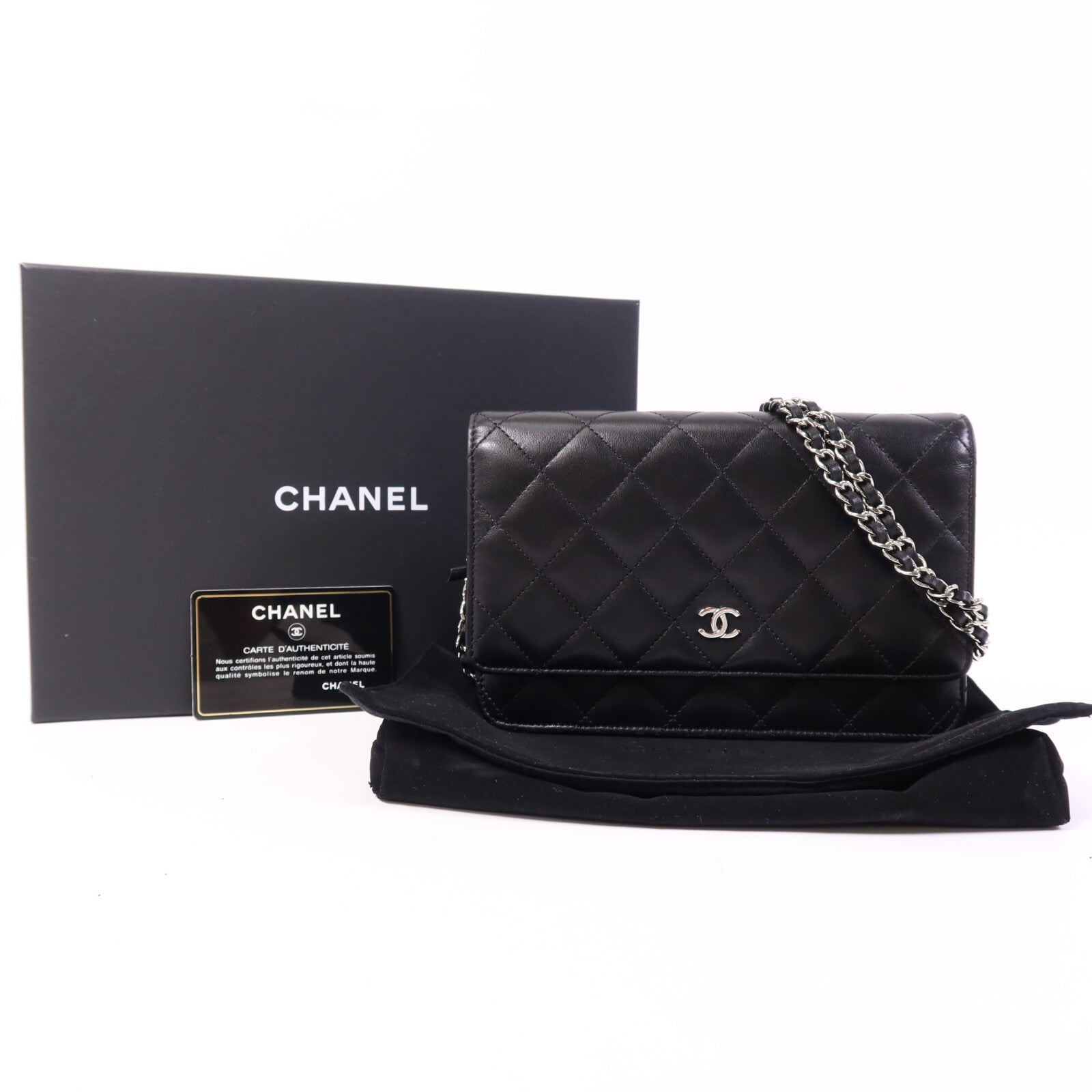 CHANEL 羊皮皮革WOC Wallet On Chain銀扣鏈帶肩背袋