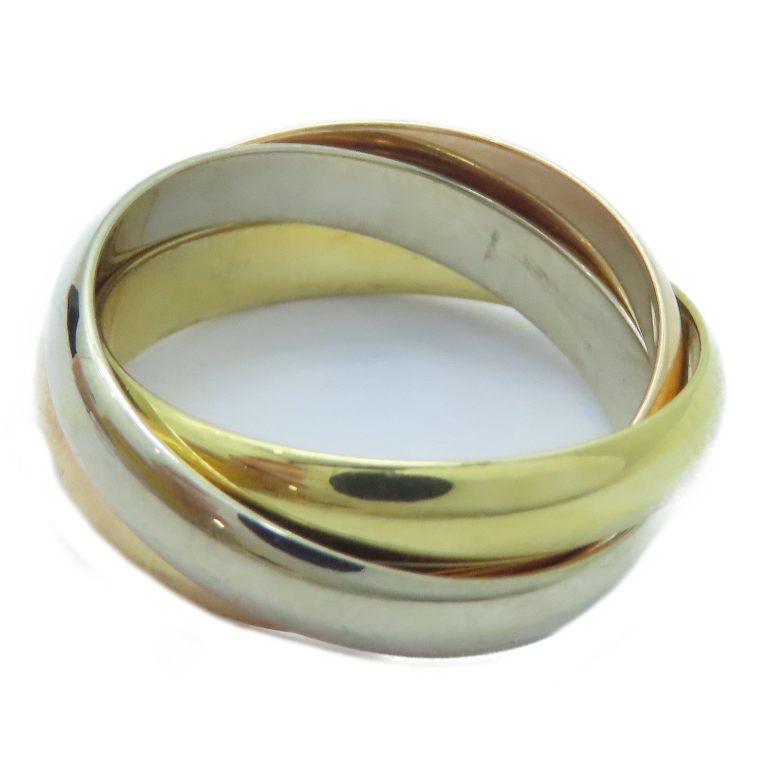 CARTIER 18K黃金/白金/玫瑰金Trinity戒指Cartier#53/US#6.5