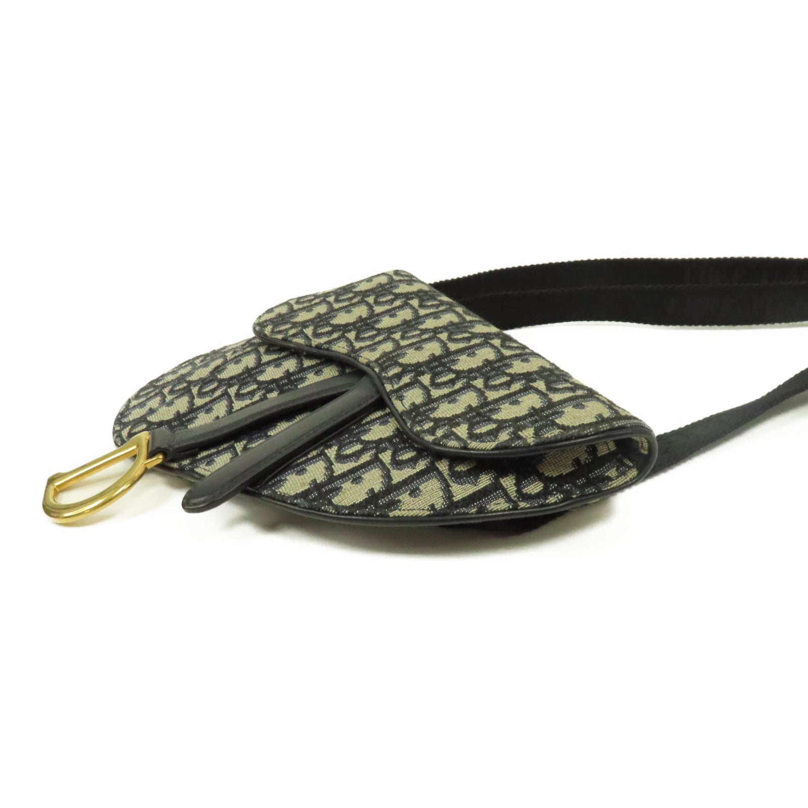 Dior 【激減優惠】帆布Saddle Oblique Waist Belt Bag金扣腰包藍色