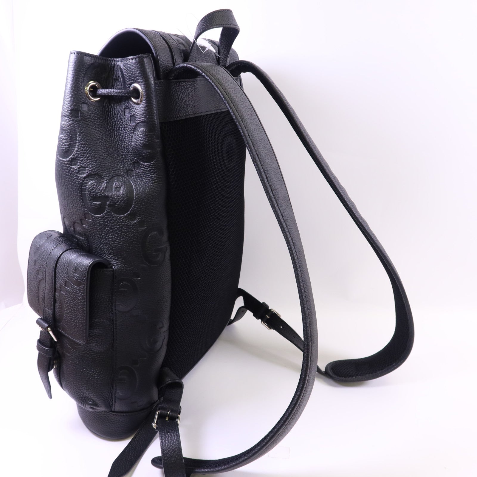 GUCCI 牛皮皮革Jumbo GG Backpack銀扣背包
