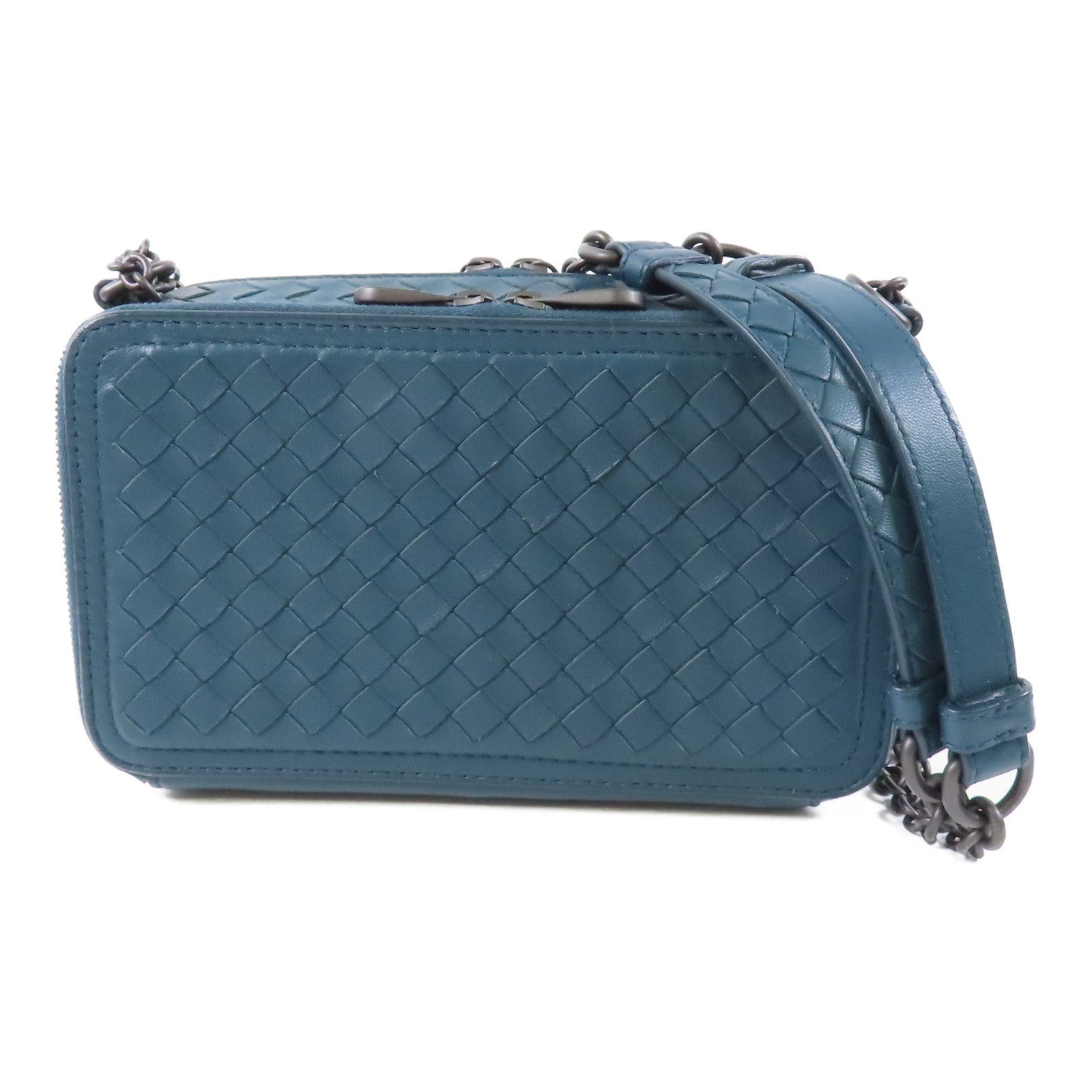 BOTTEGA VENETA 羊皮皮革Shoulder Bag黑扣鏈帶肩背袋