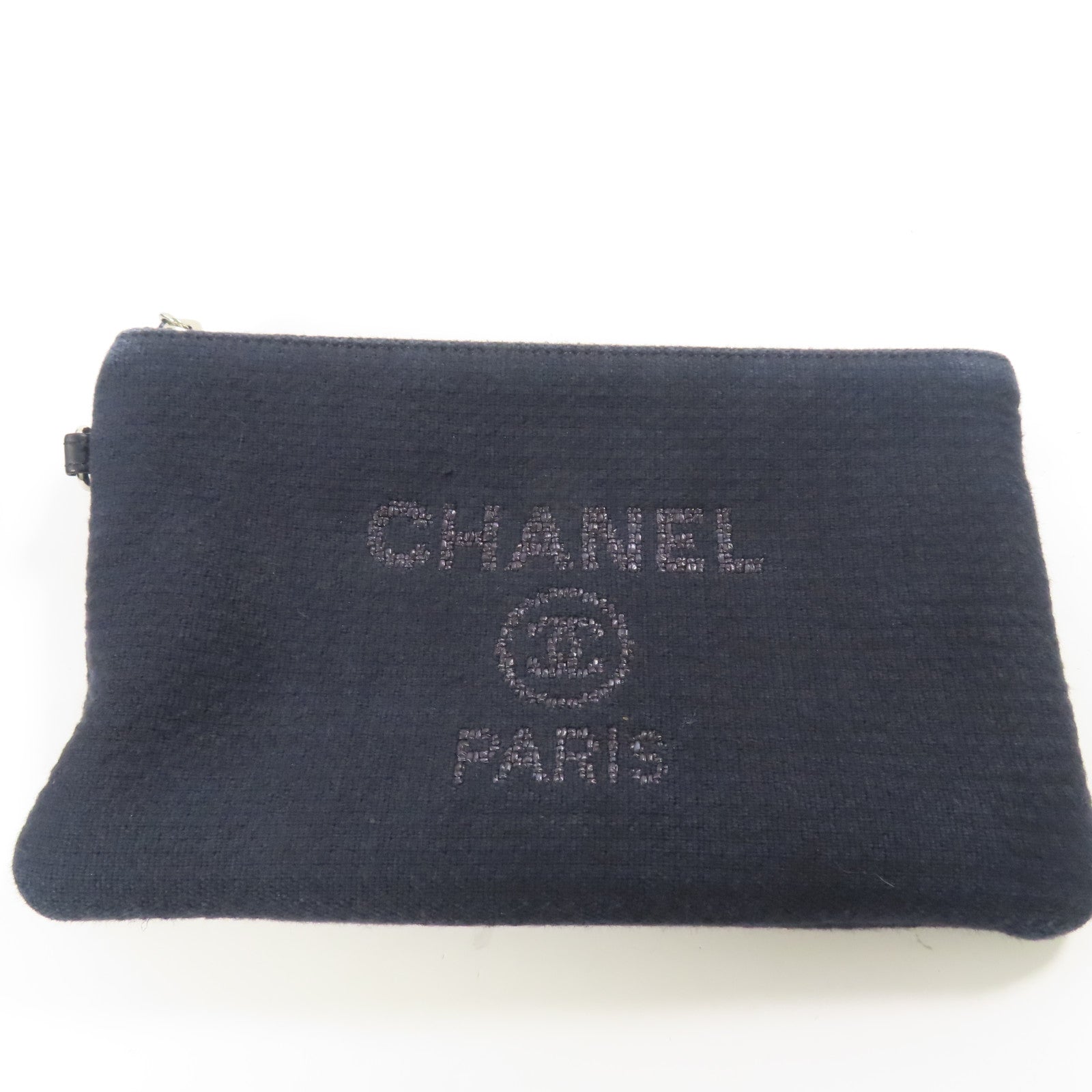 CHANEL 帆布Deauville Tote Bag銀扣手挽袋