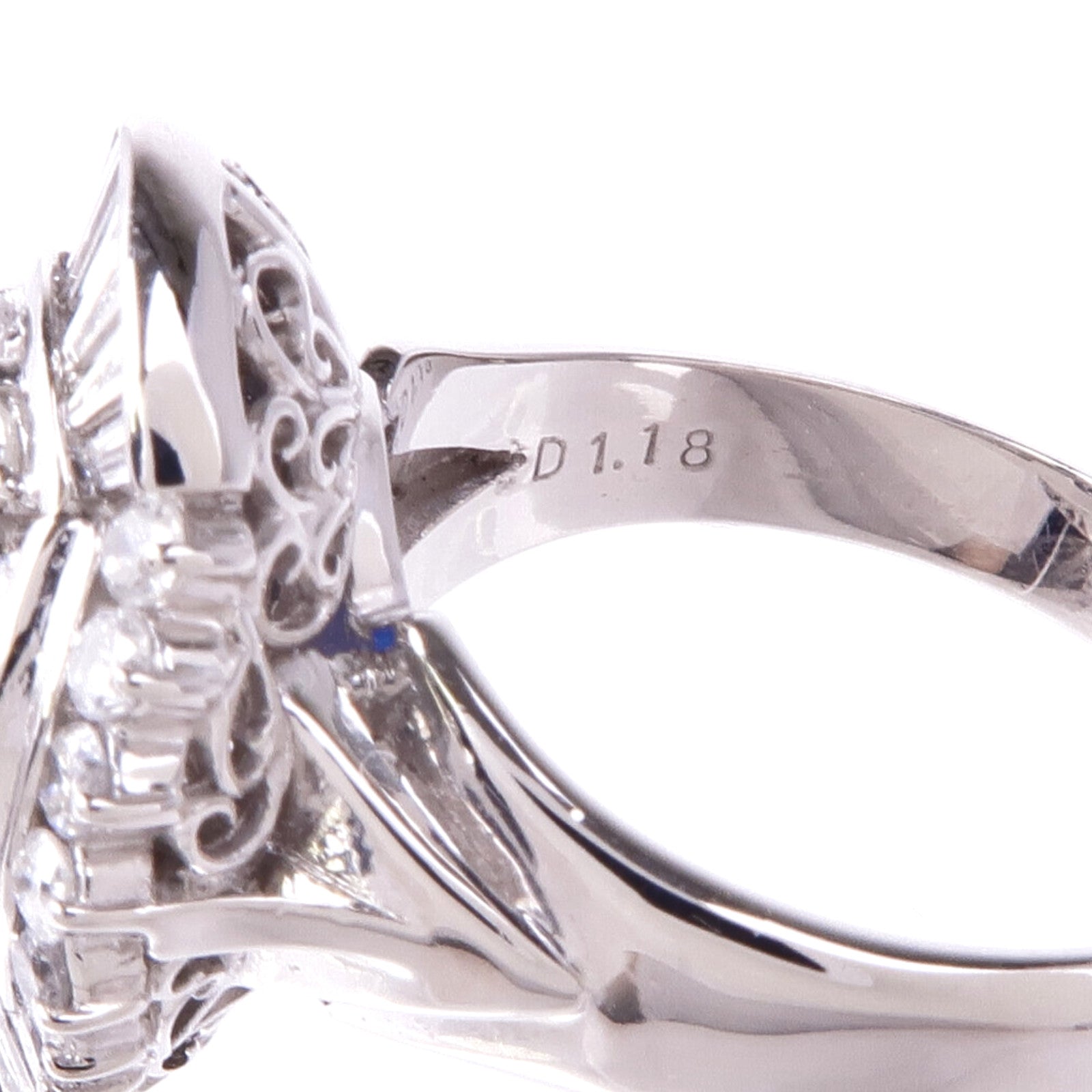 JEWELRY PT900鉑金Sapphire Diamond Ring藍寶石/鑽石戒指US#6.5