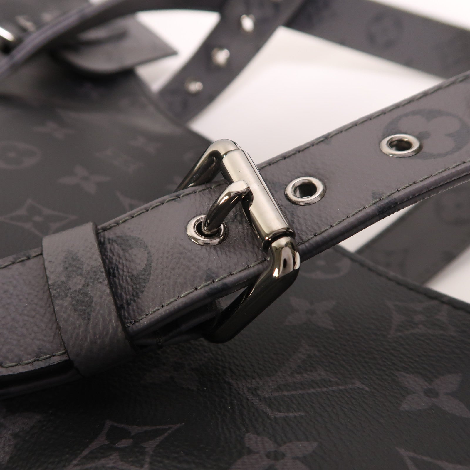 LOUIS VUITTON Monogram Eclipse New Cabas Zippe銀扣肩背袋