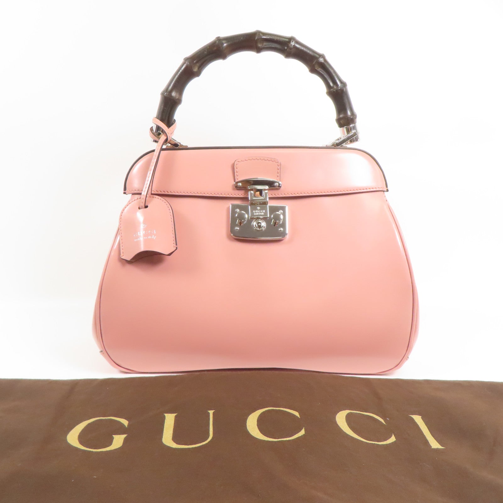 GUCCI GG SHW Hand Bag Calfskin Leather Pink