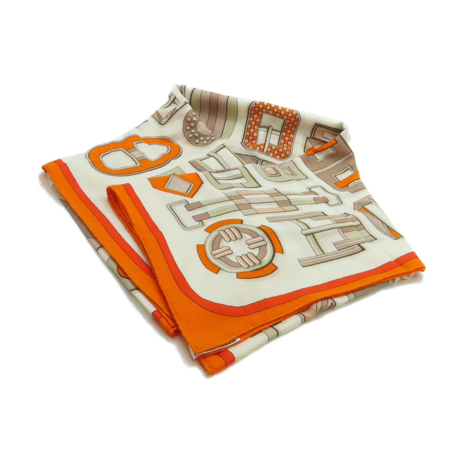 HERMES 【激減優惠】羊絨/絲質Scarf圍巾橙色/白色