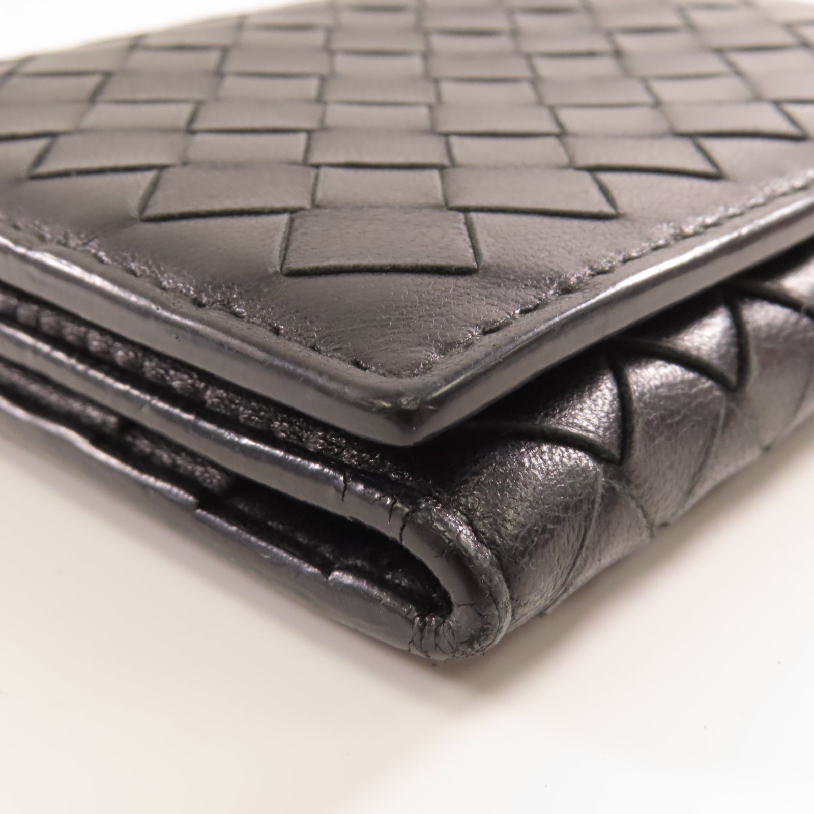 BOTTEGA VENETA 羊皮皮革Wallet金扣錢包黑色