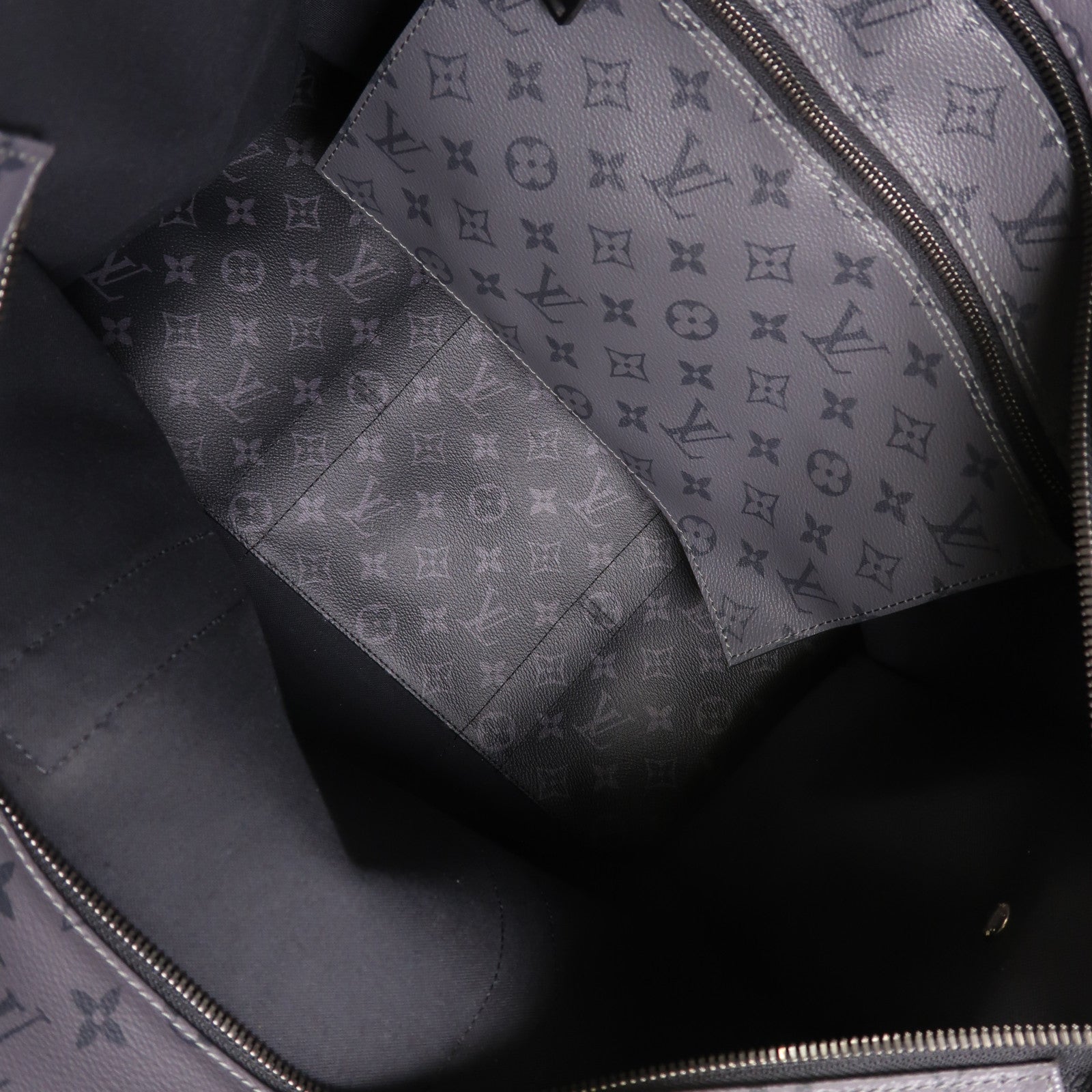LOUIS VUITTON Monogram Eclipse New Cabas Zippe銀扣肩背袋