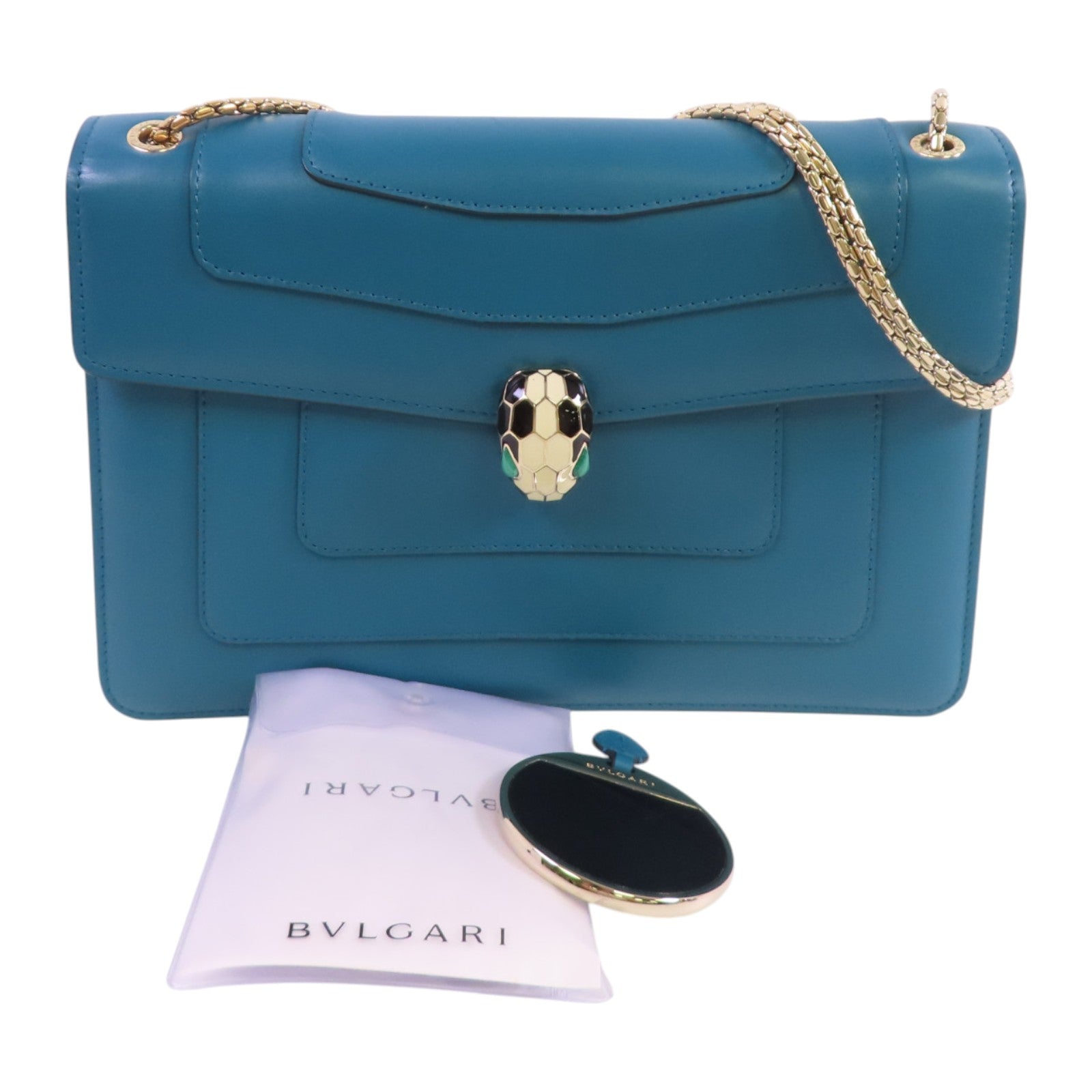 BVLGARI 牛皮皮革Serpenti Shoulder Bag金扣鏈帶肩背袋