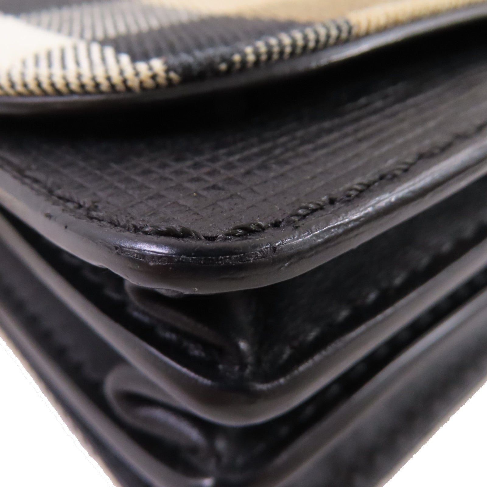 BURBERRY 帆布/牛皮皮革Wallet Shoulder Bag金扣肩背袋啡色/黑色