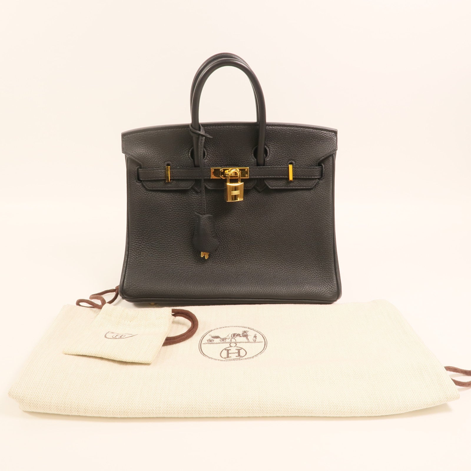 HERMES Togo皮革Birkin 25金扣手挽袋Noir
